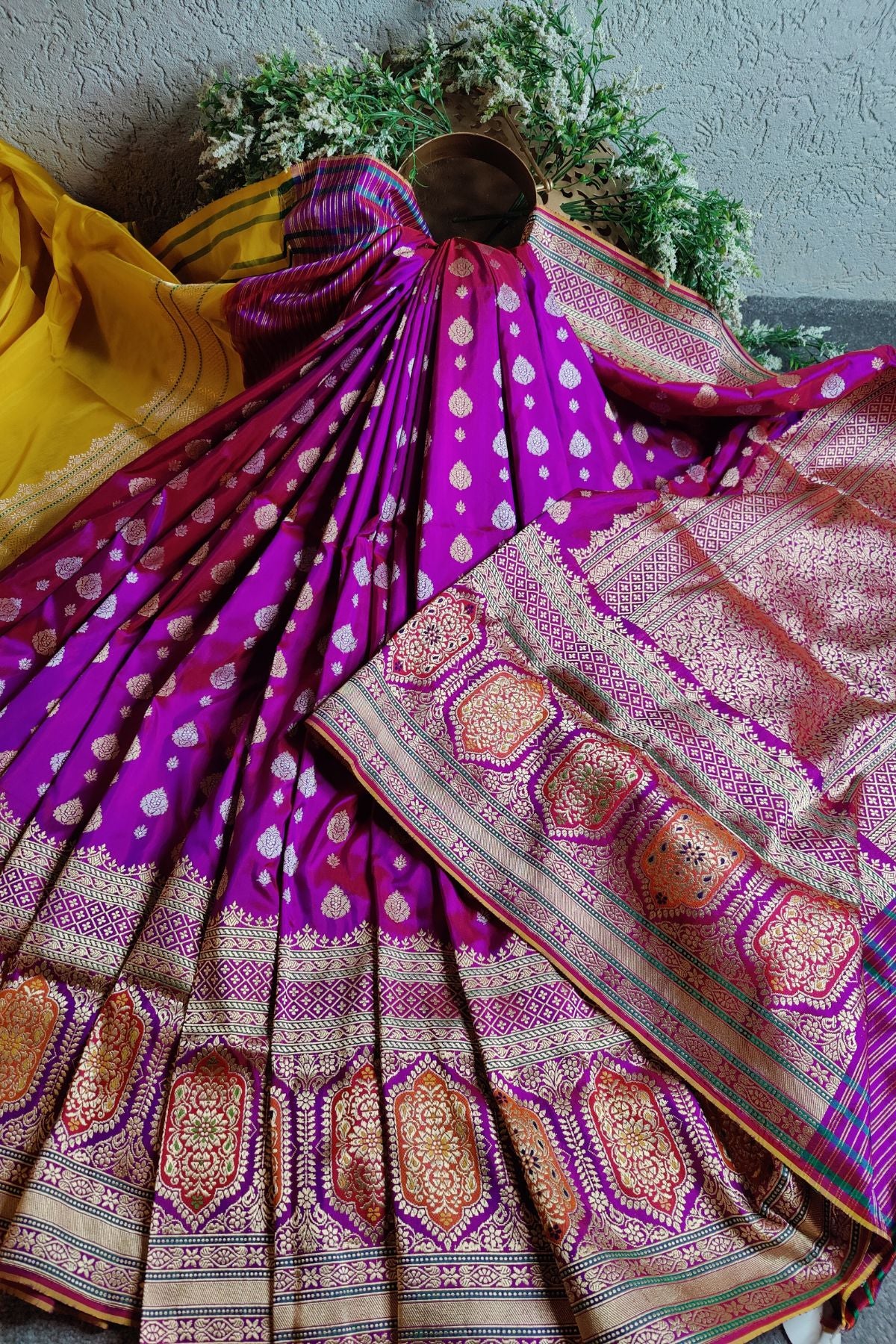 MAJENTA PINK PURE SILK HANDLOOM BANARASI SAREE