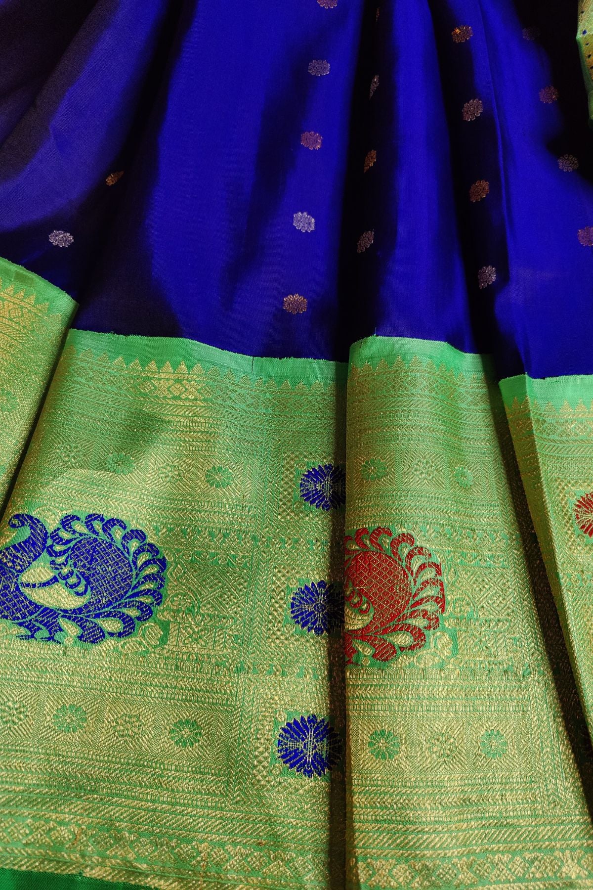 BLUE PURE SILK HANDLOOM GADWAL SAREE