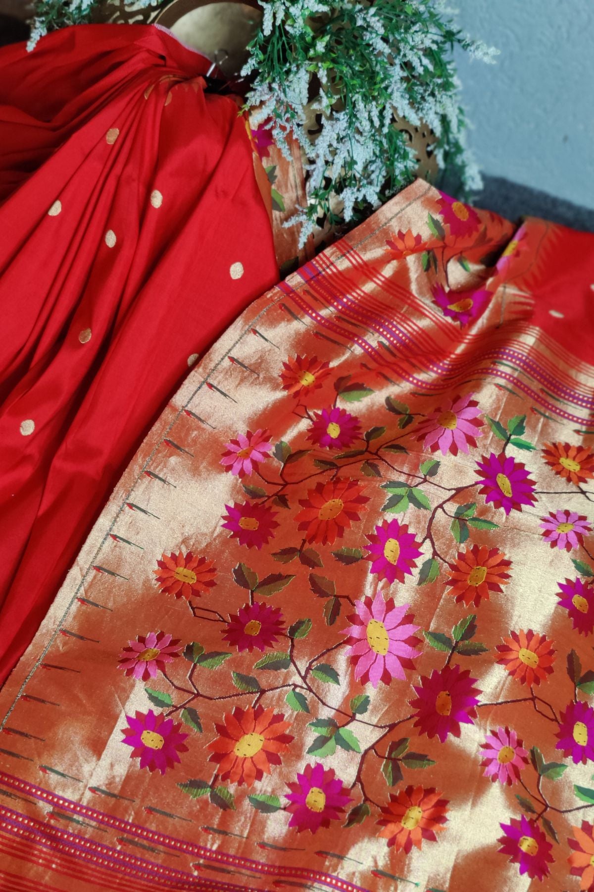 RED PURE SILK HANDLOOM PAITHANI SAREE