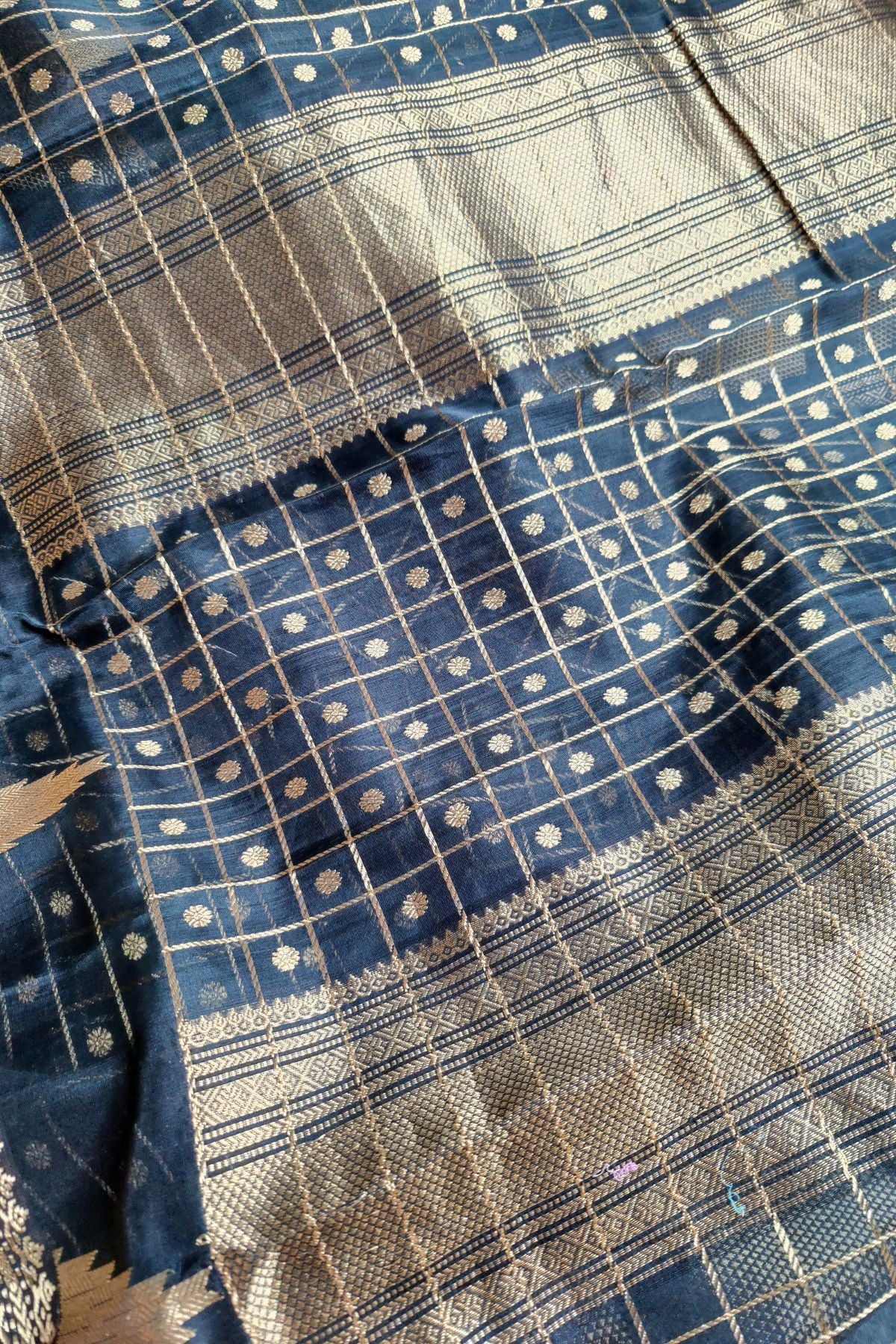 BLACK PURE HANDLOOM SILK CHANDERI SAREE