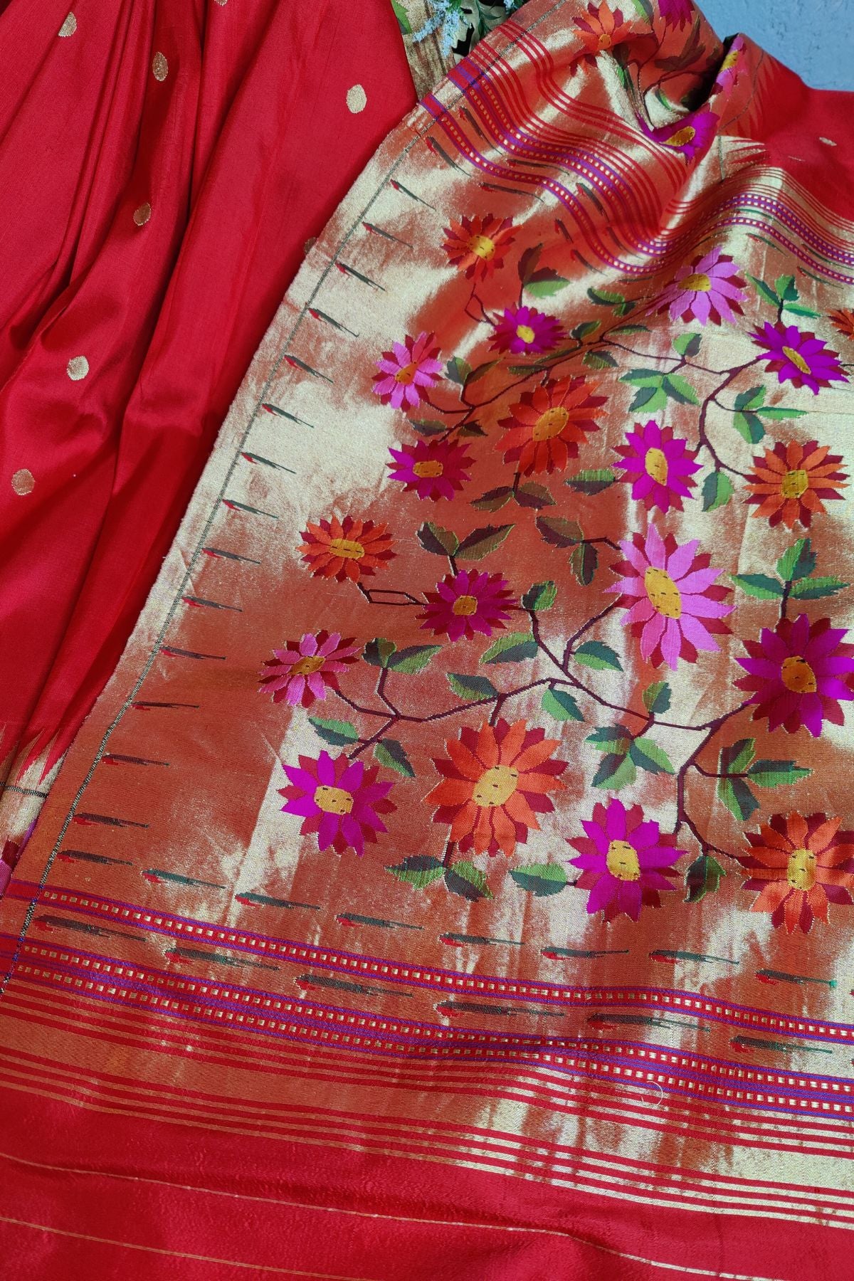 RED PURE SILK HANDLOOM PAITHANI SAREE