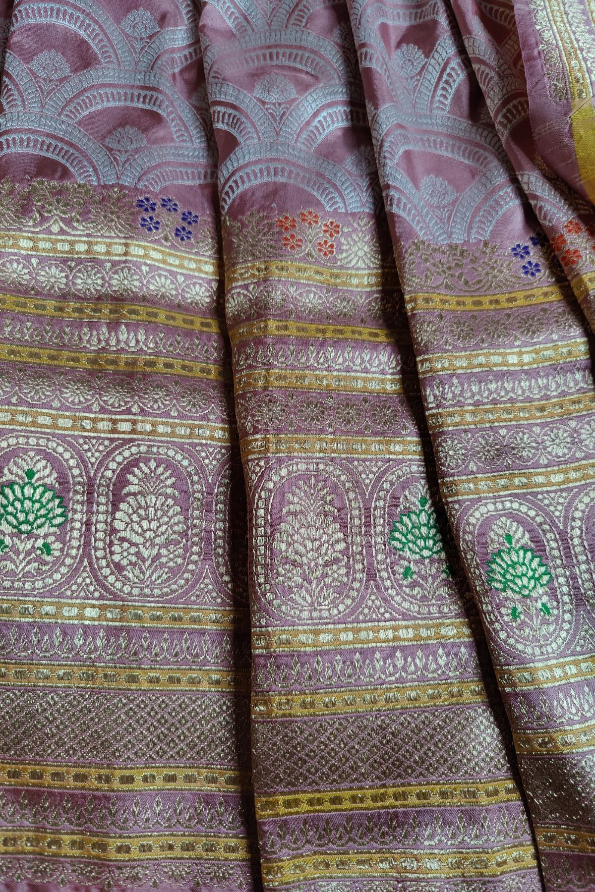 POWDER PINK SILK PURE HANDLOOM BANARASI SAREE