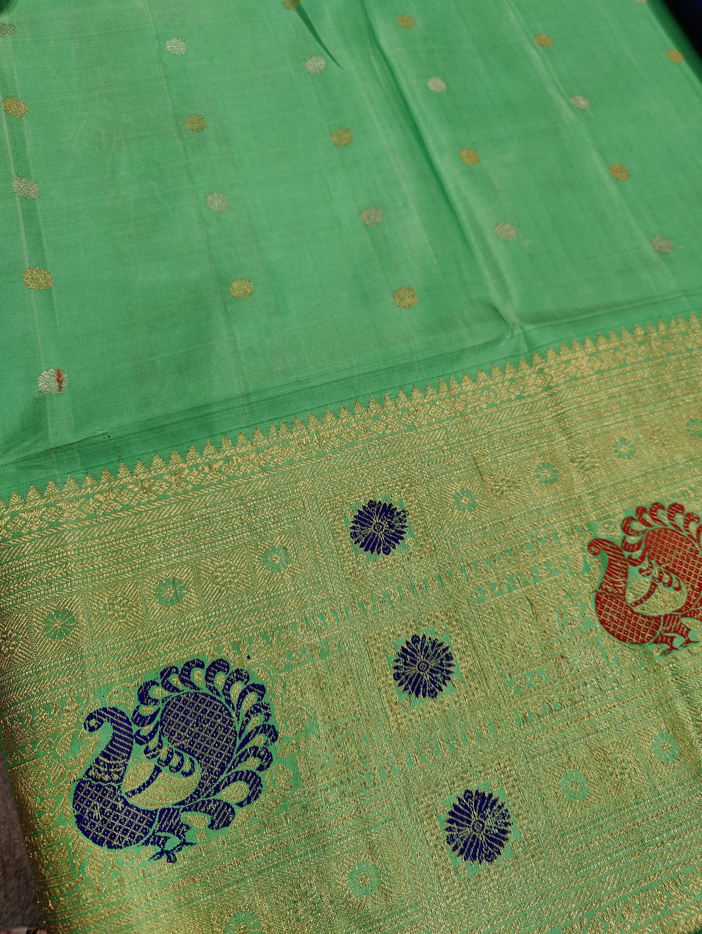BLUE PURE SILK HANDLOOM GADWAL SAREE