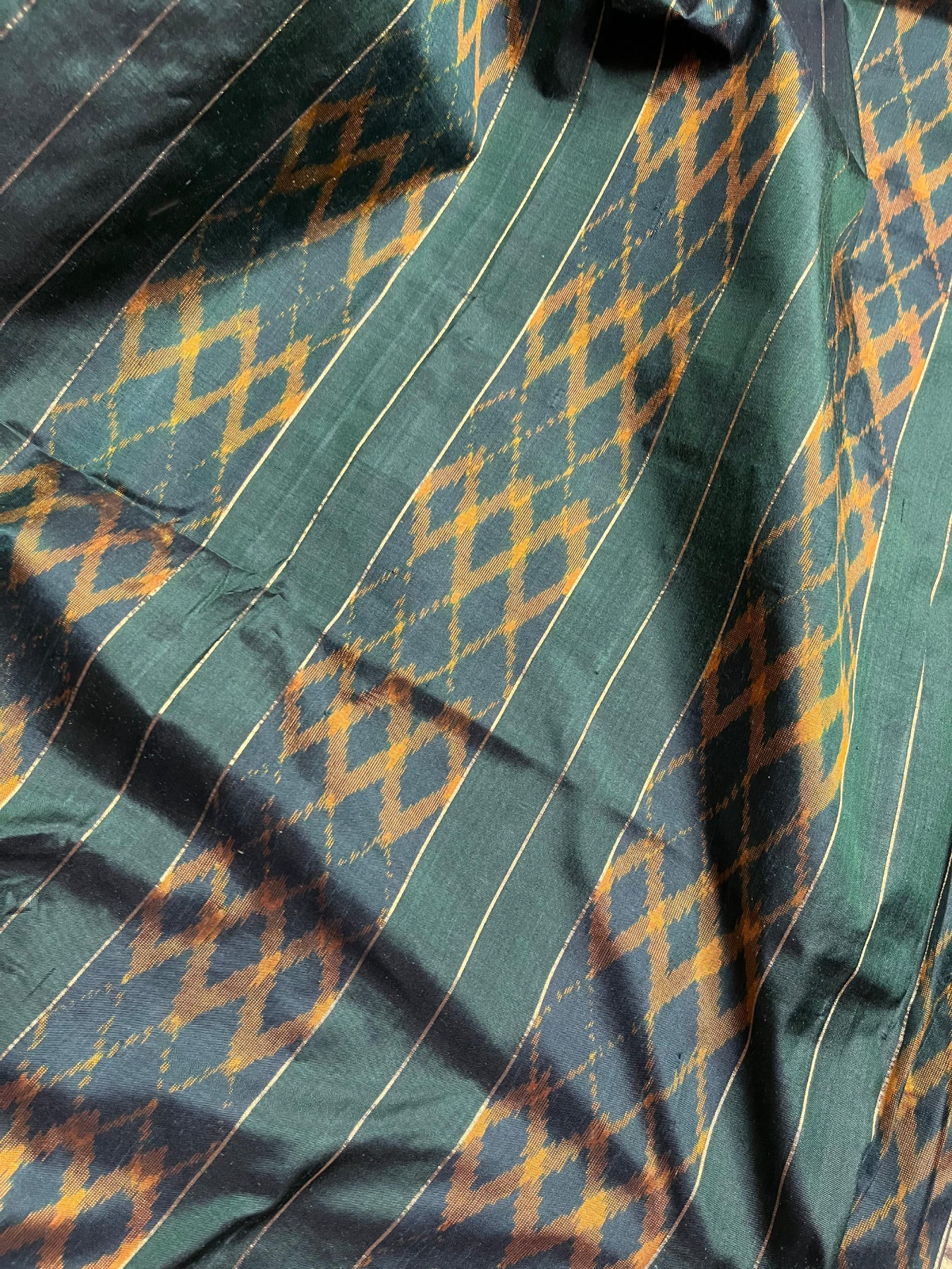 BOTTLE GREEN SILK PURE HANDLOOM IKKAT SAREE