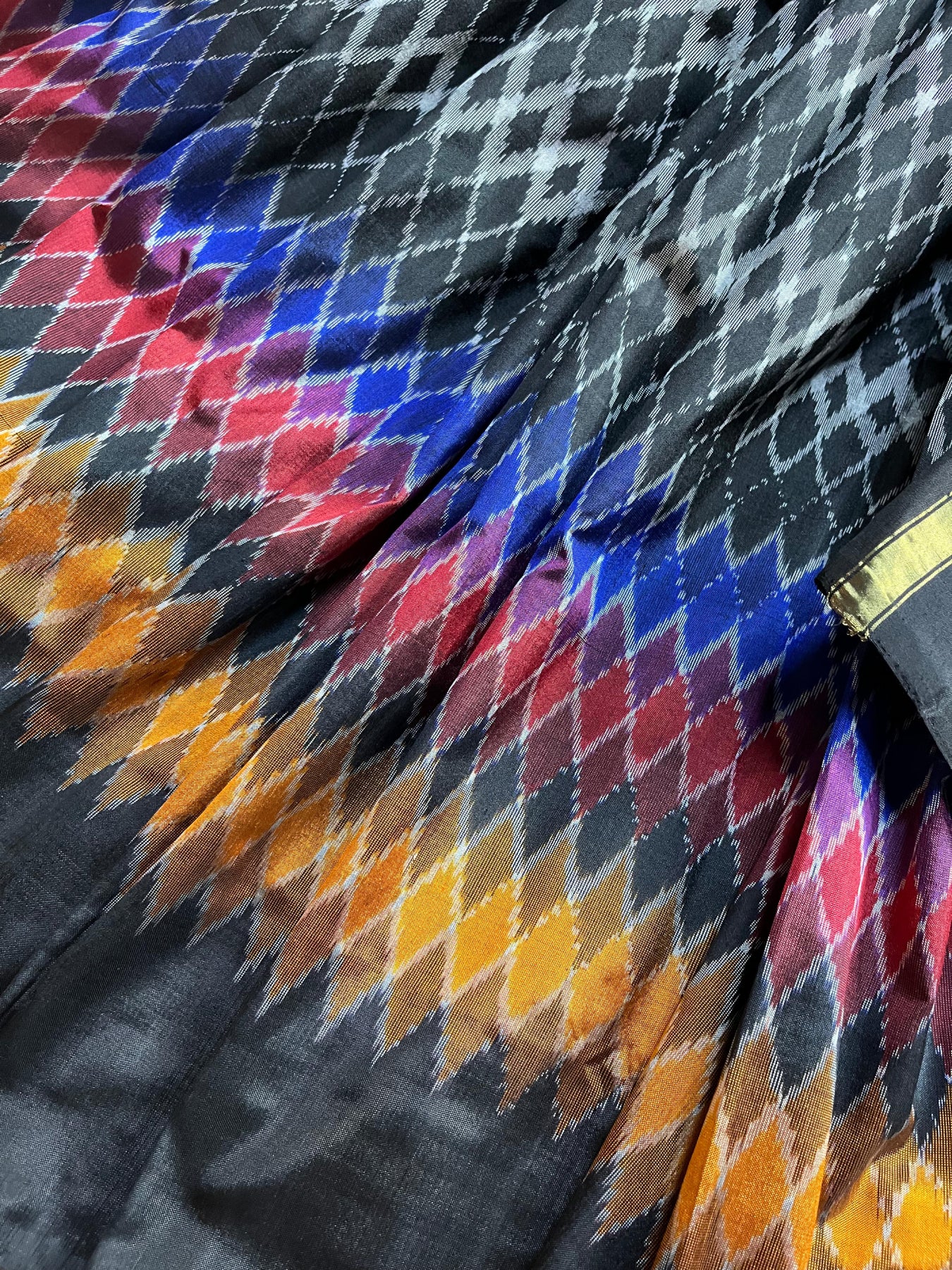 BLACK SILK PURE HANDLOOM IKKAT SAREE