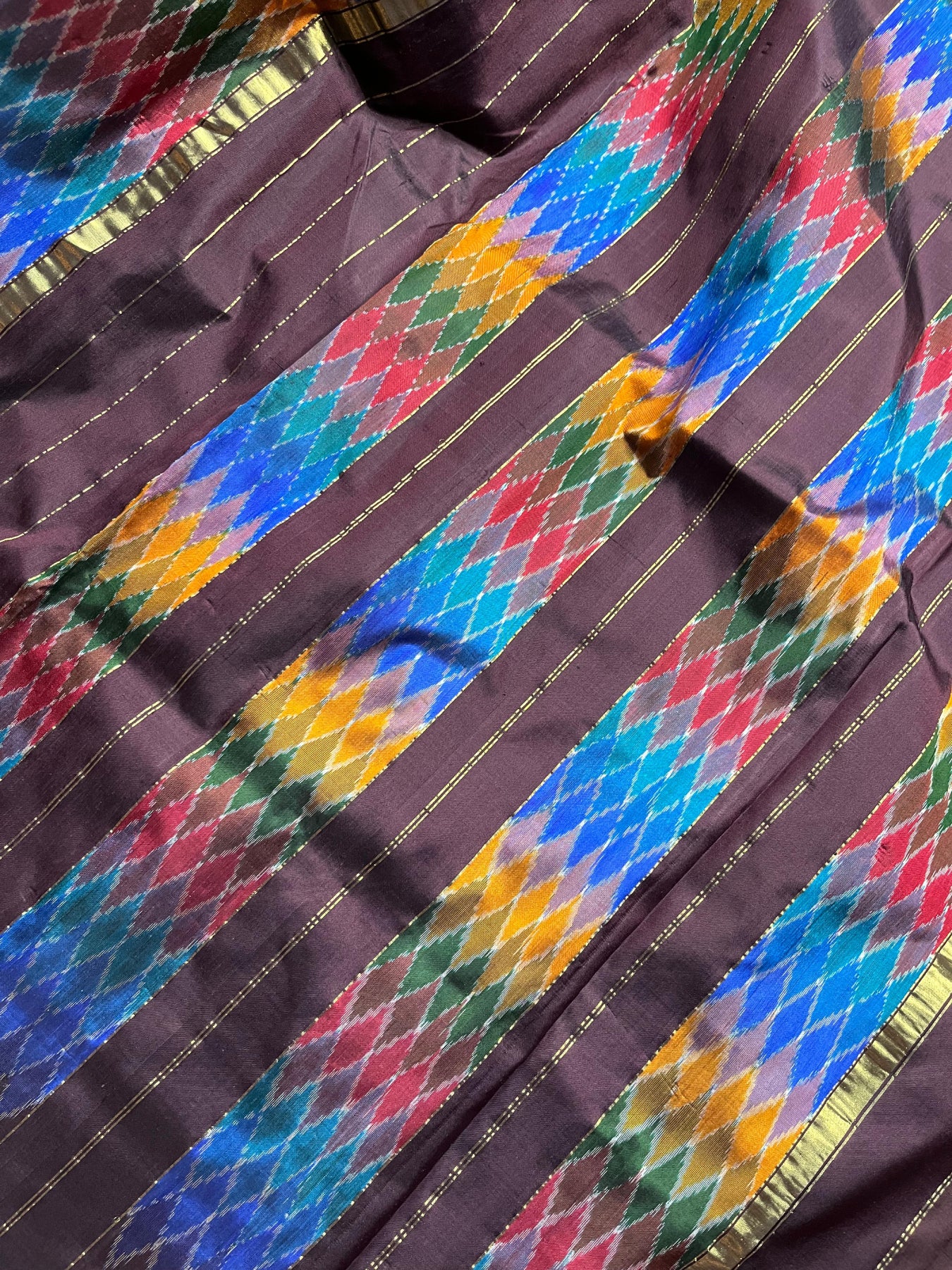 BROWN SILK PURE HANDLOOM IKKAT SAREE