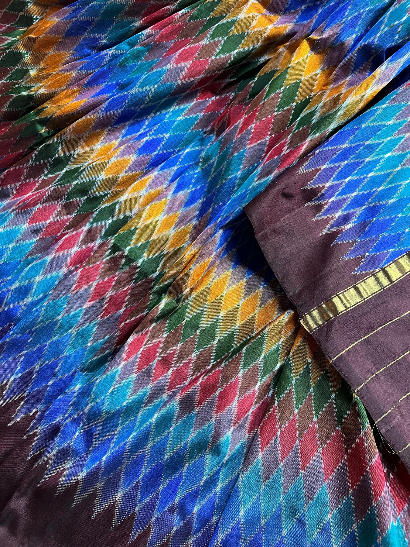 BROWN SILK PURE HANDLOOM IKKAT SAREE
