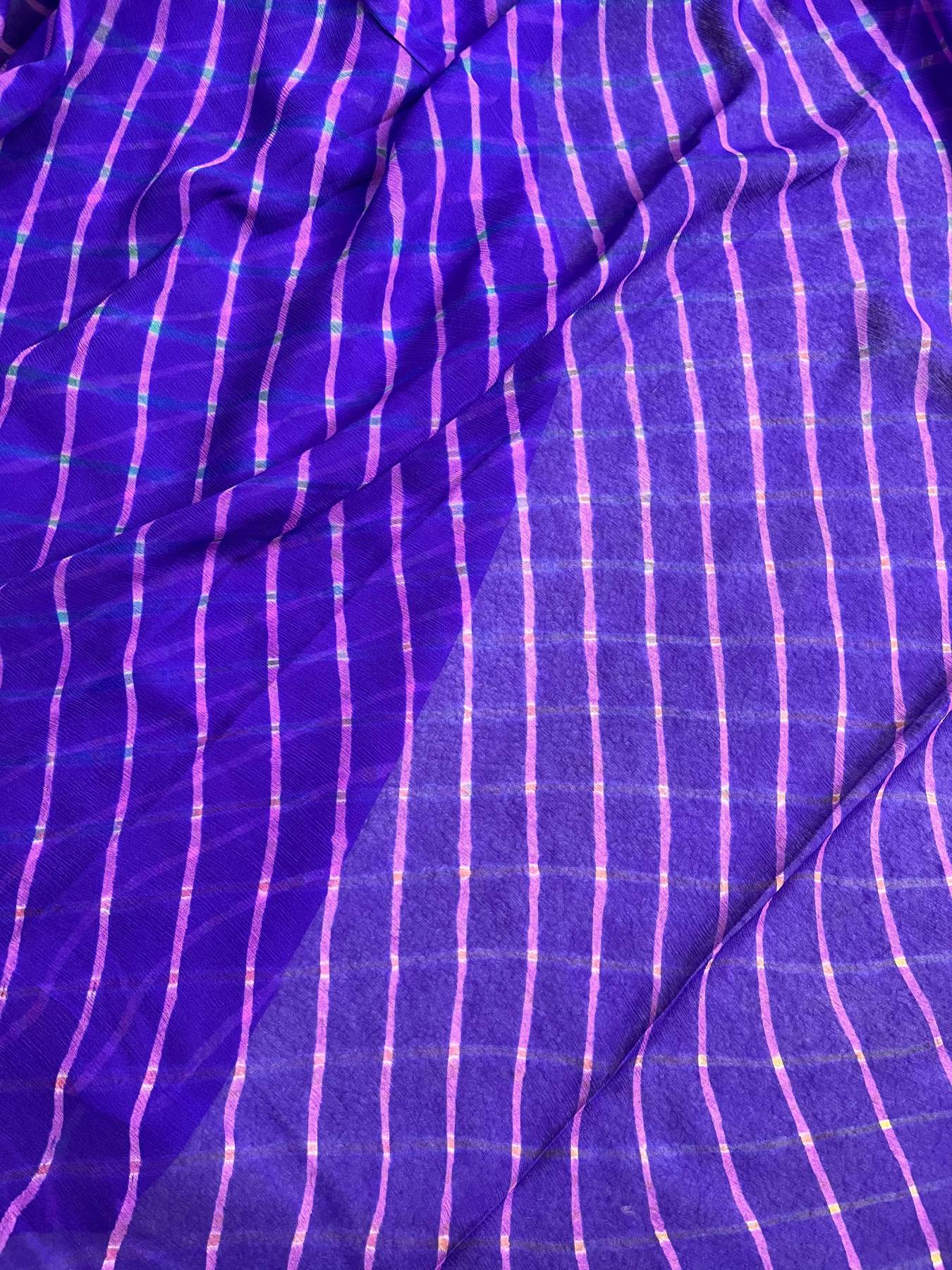 DARK PURPLE CHIFFON PURE HANDLOOM LEHRIYA SAREE