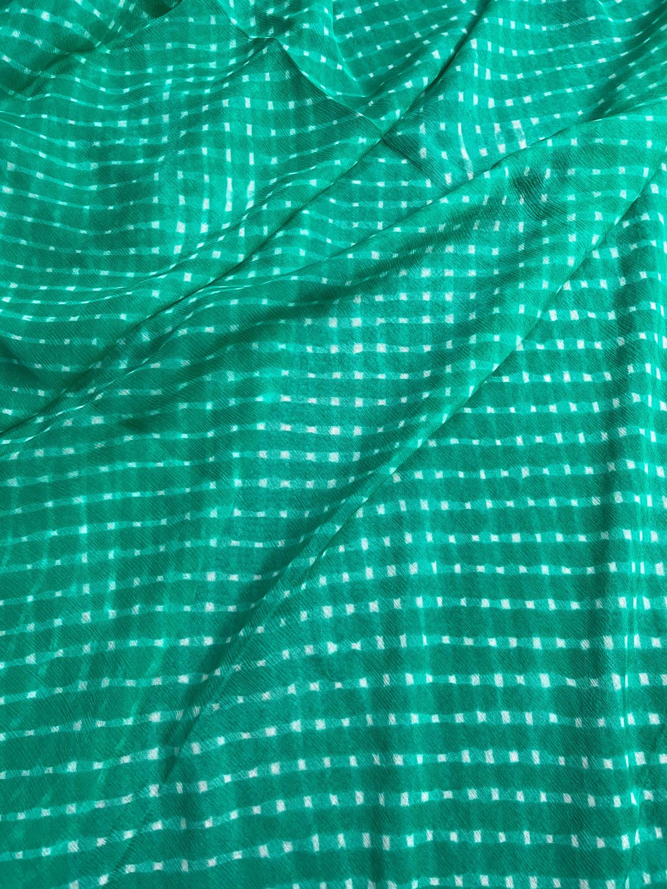 SEA GREEN CHIFFON PURE HANDLOOM LEHERIYA SAREE