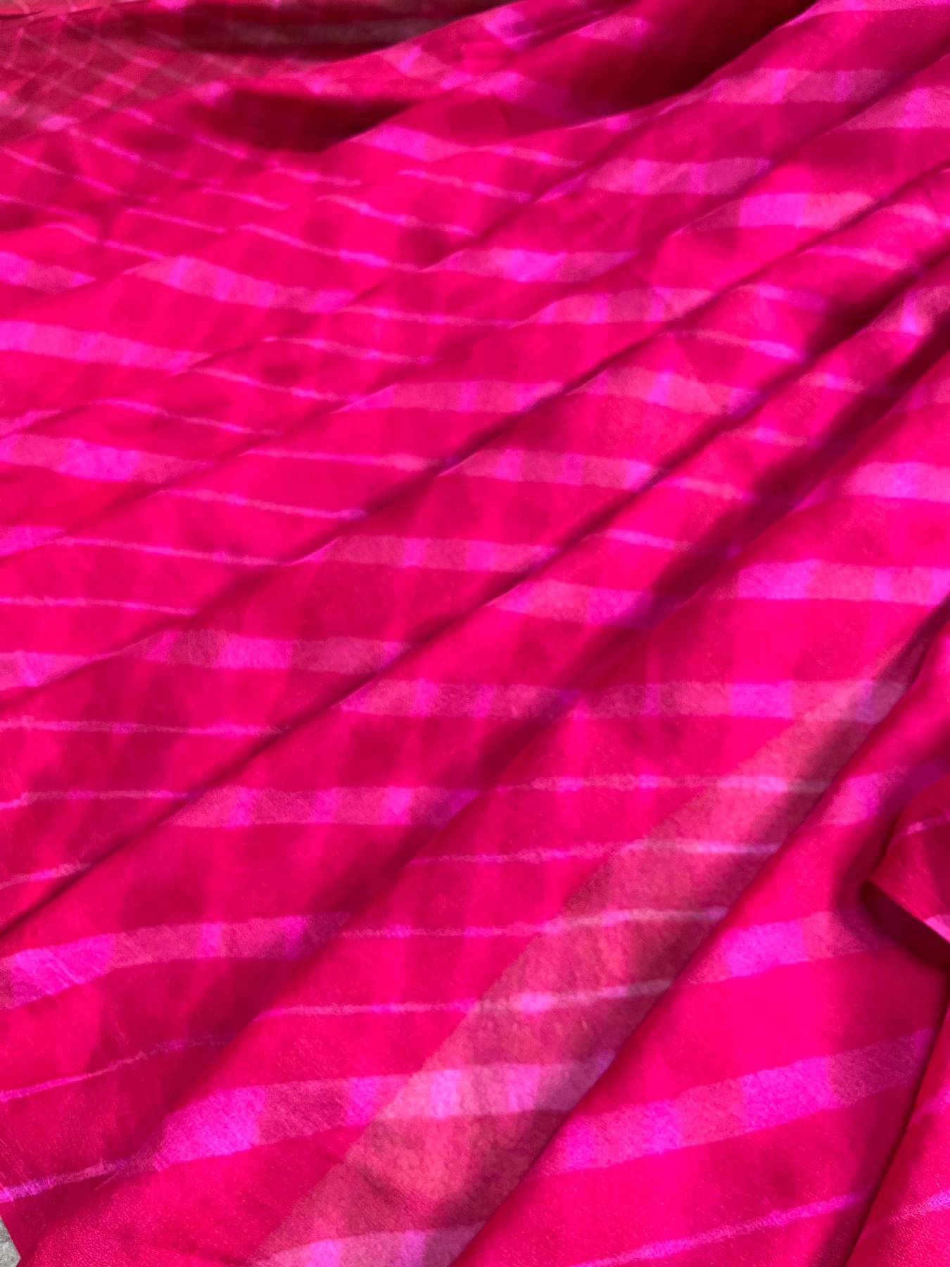 PINK CHIFFON PURE HANDLOOM LEHERIYA SAREE