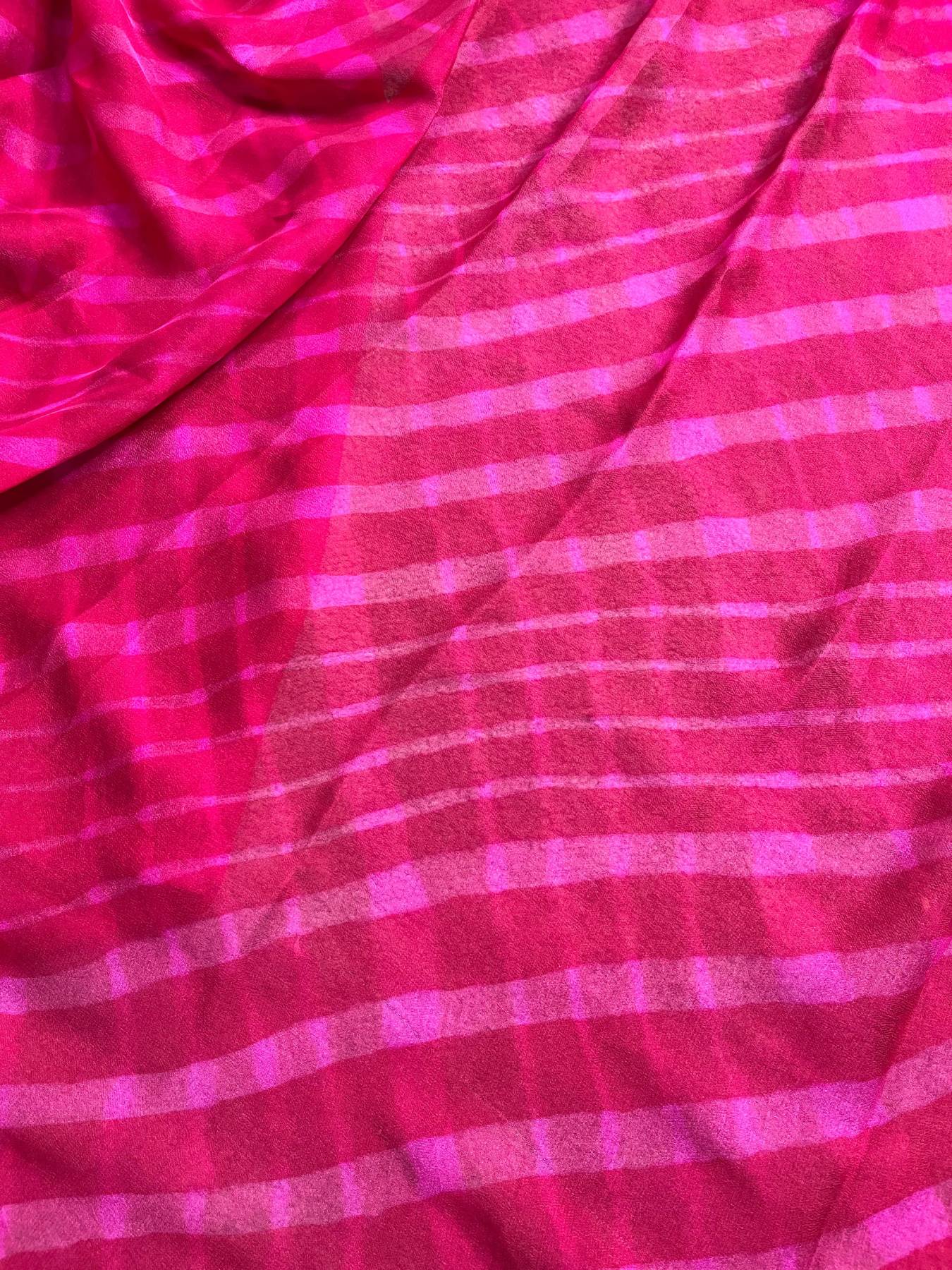 PINK CHIFFON PURE HANDLOOM LEHERIYA SAREE