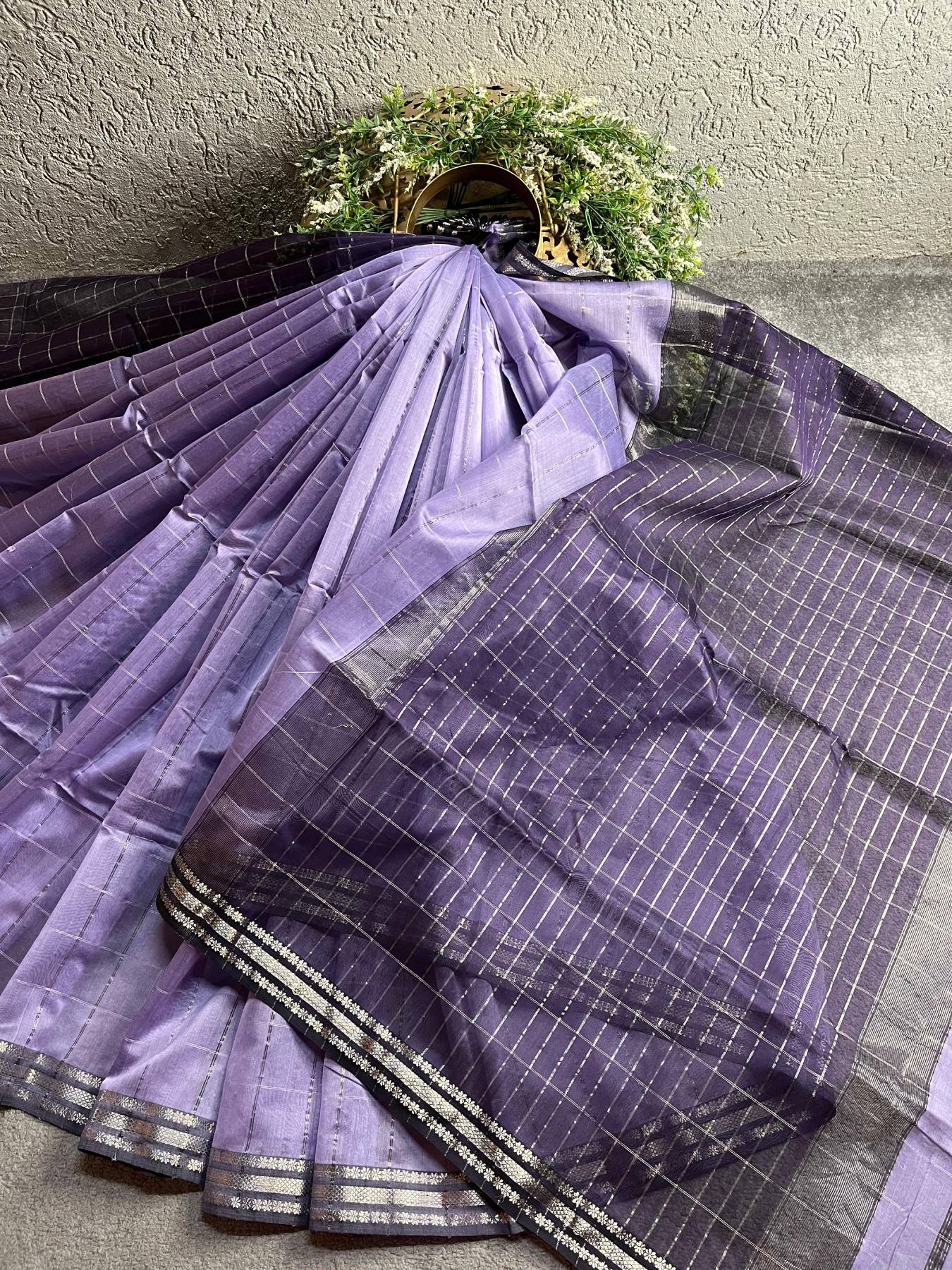 LAVENDER SICO PURE HANDLOOM MAHESHWARI SAREE