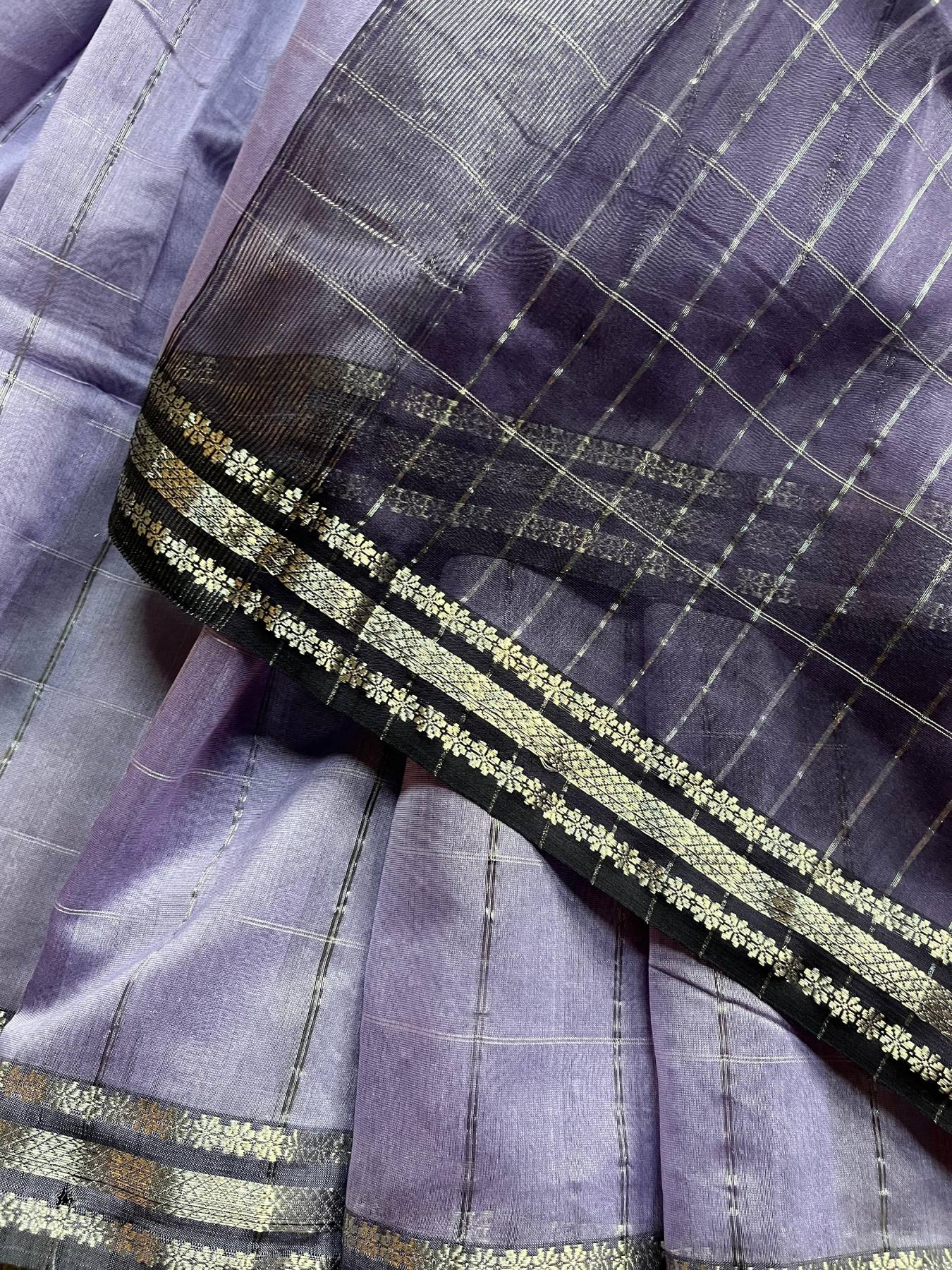LAVENDER SICO PURE HANDLOOM MAHESHWARI SAREE