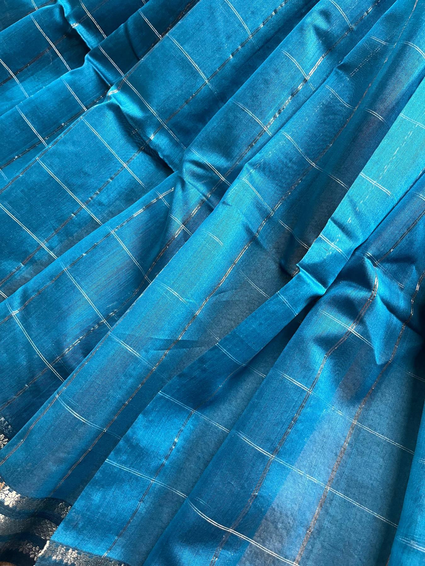BLUE SICO PURE HANDLOOM MAHESHWARI SAREE