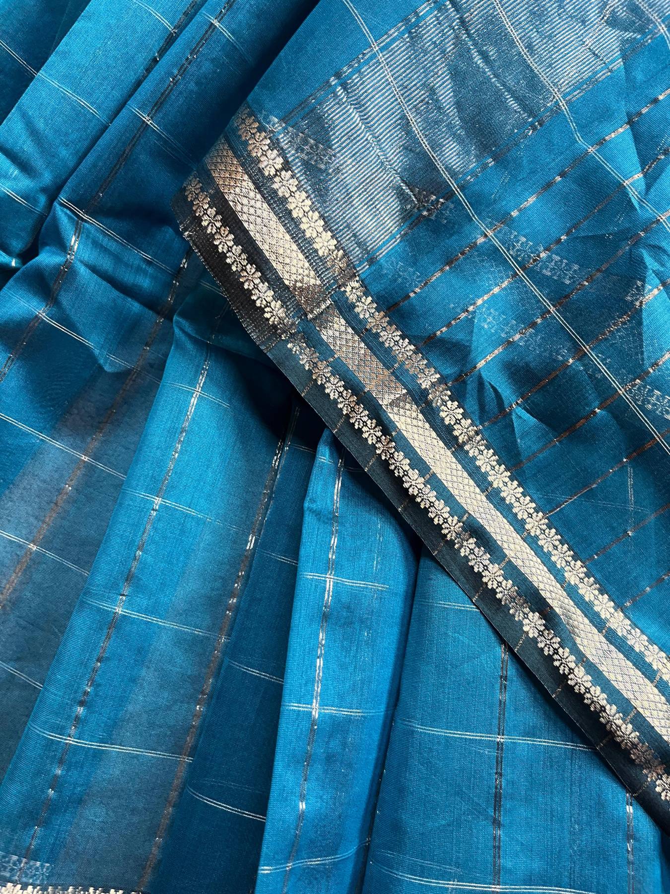 BLUE SICO PURE HANDLOOM MAHESHWARI SAREE