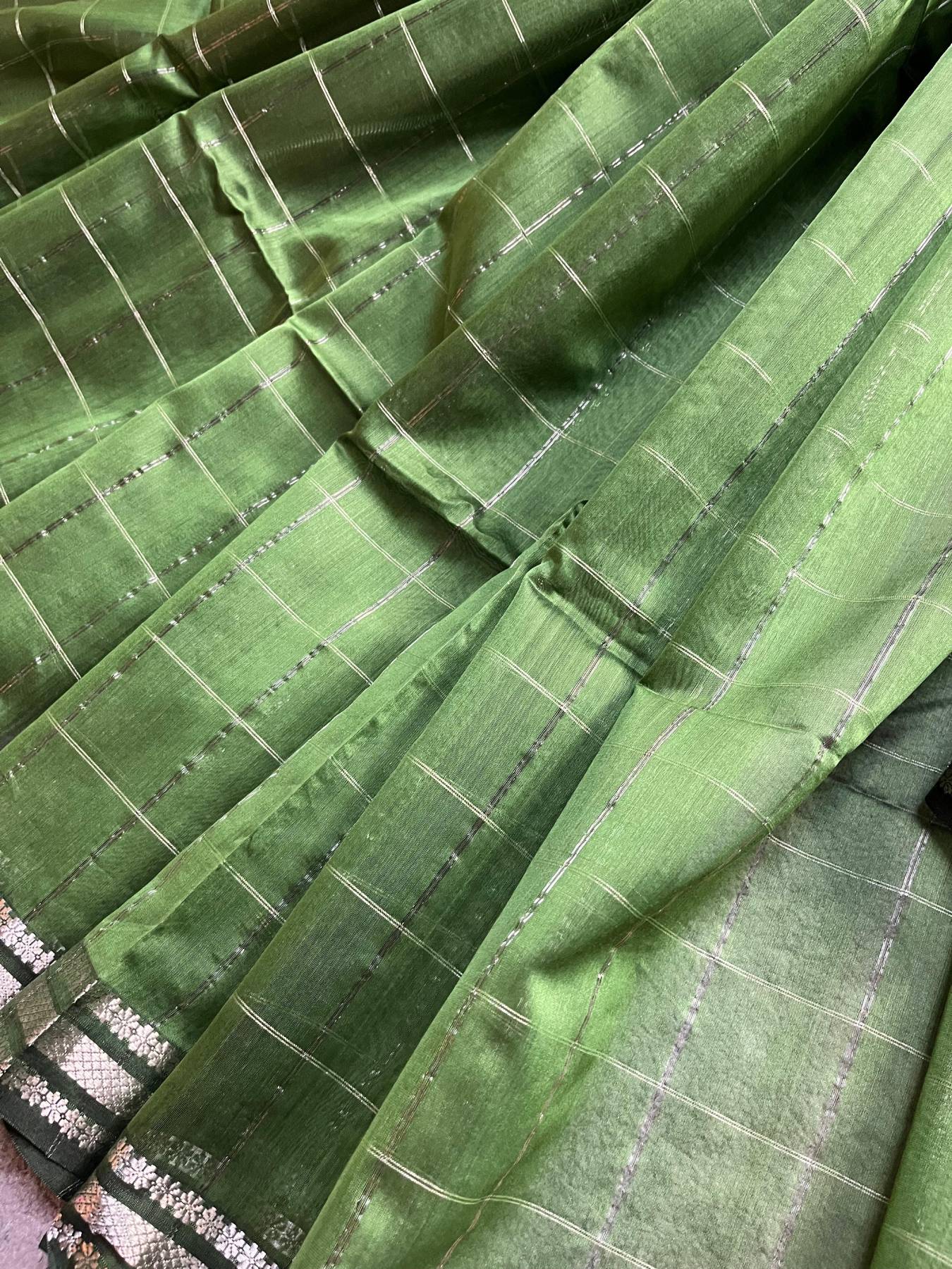 GREEN SICO PURE HANDLOOM MAHESHWARI SAREE