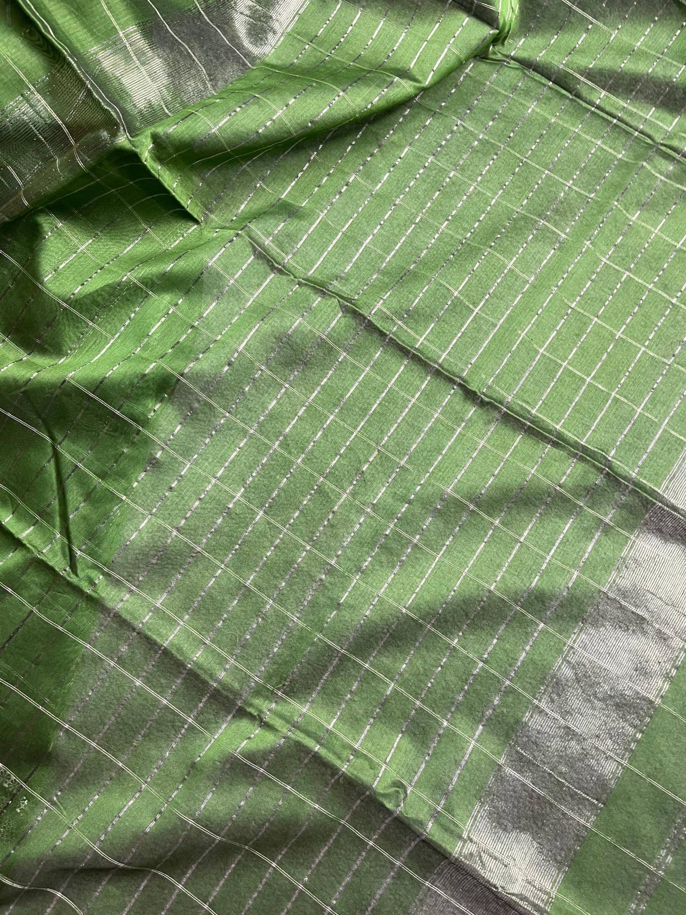 GREEN SICO PURE HANDLOOM MAHESHWARI SAREE