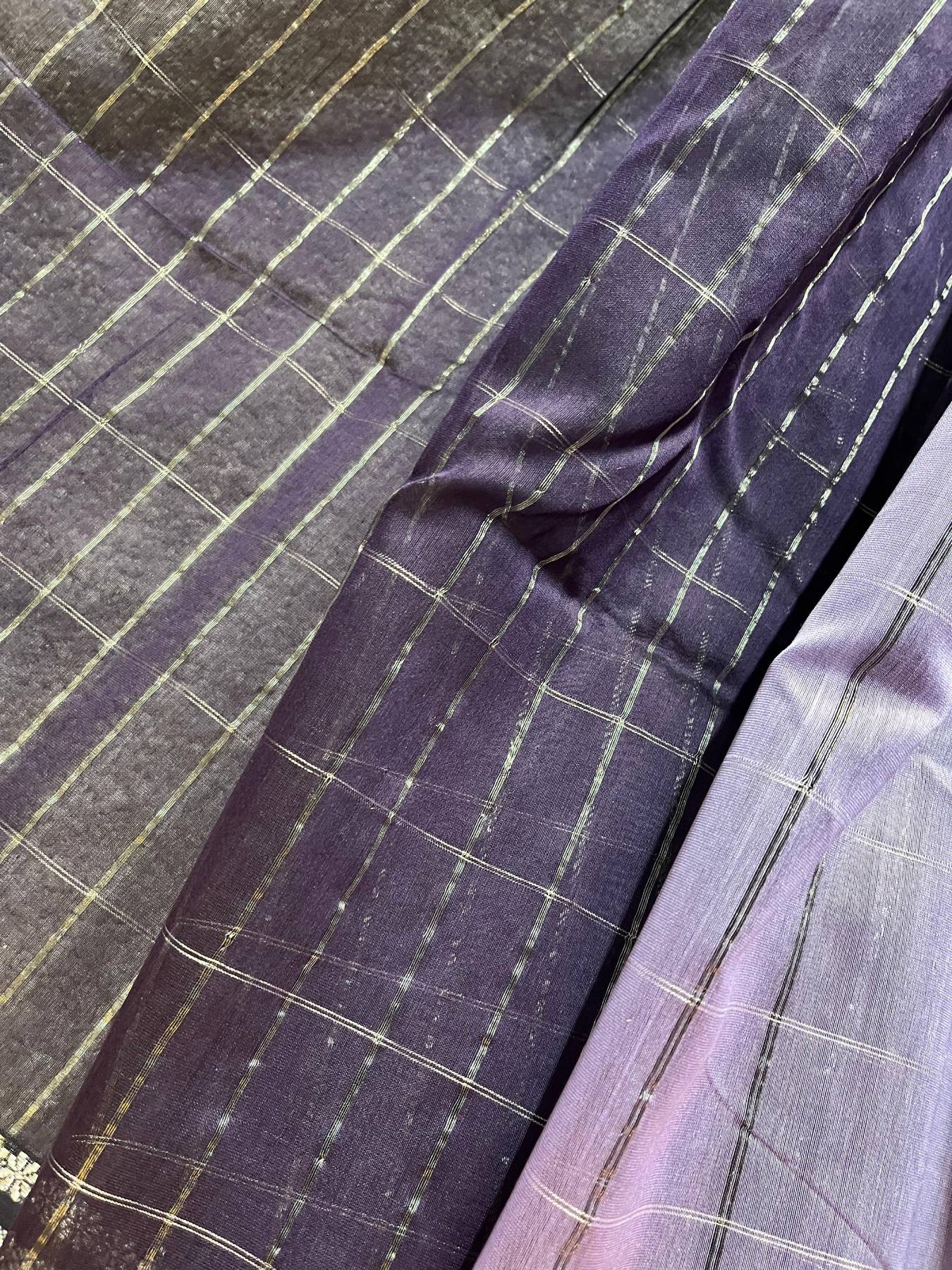 LAVENDER SICO PURE HANDLOOM MAHESHWARI SAREE