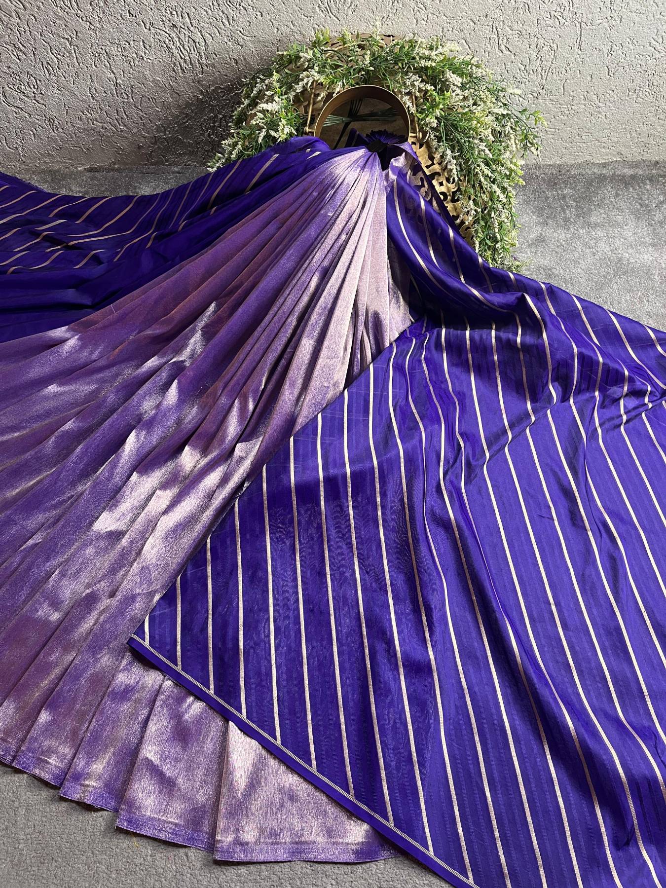 PURPLE TISSUE SILK PURE HANDLOOM BANARASI SAREE