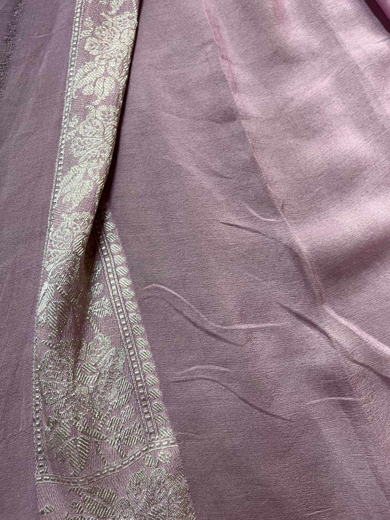 LILAC CHIFFON PURE HANDLOOM BANARASI SAREE
