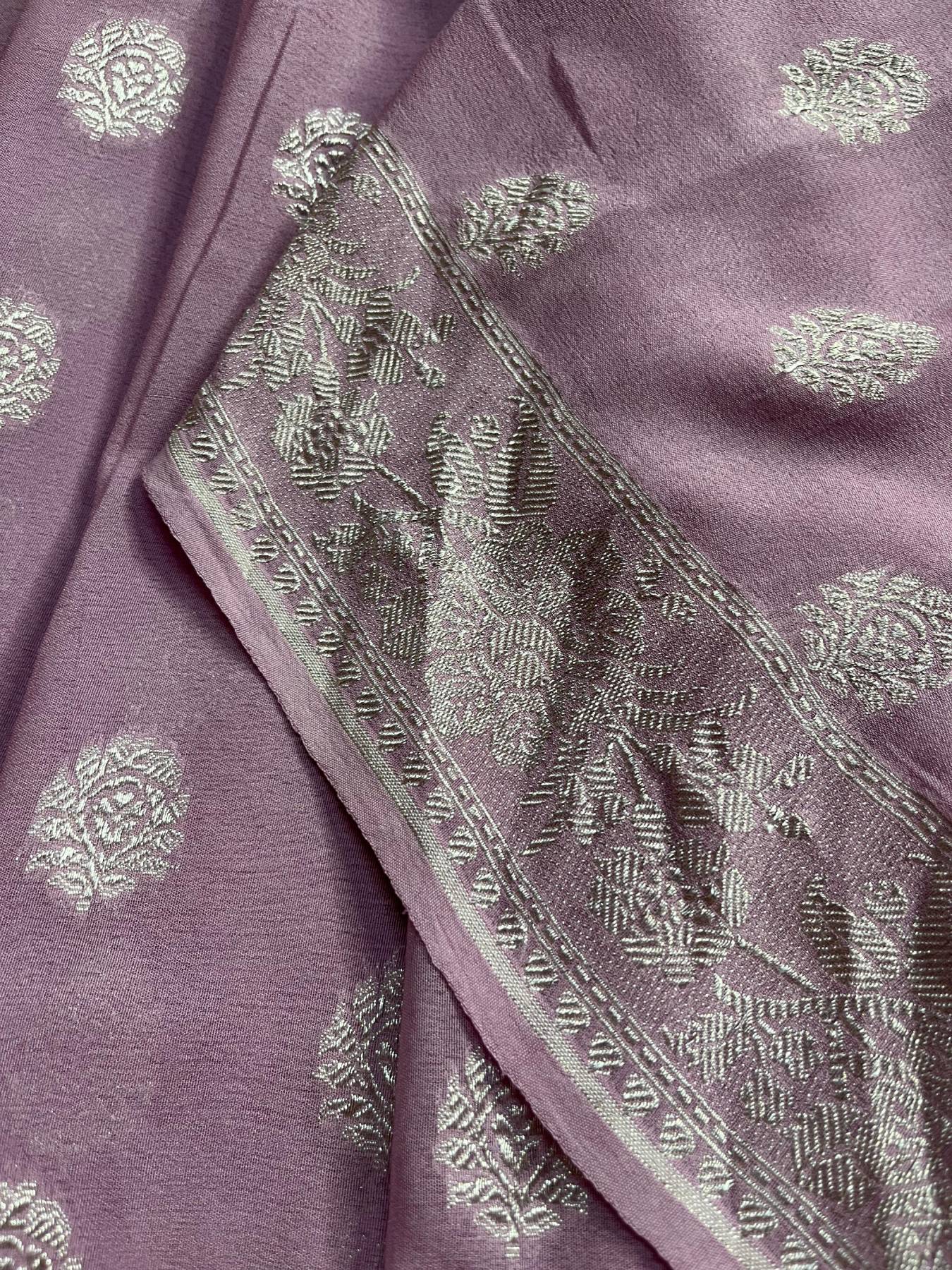 LILAC CHIFFON PURE HANDLOOM BANARASI SAREE
