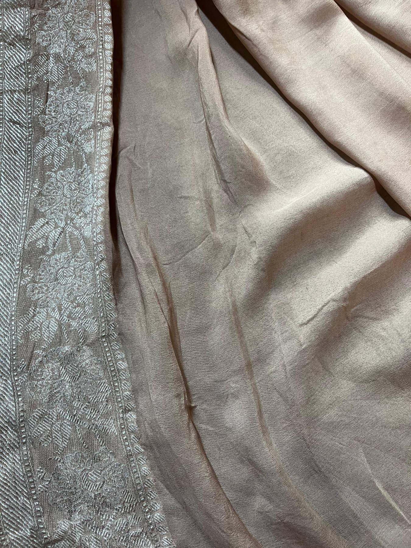 BEIGE CHIFFON PURE HANDLOOM BANARASI SAREE