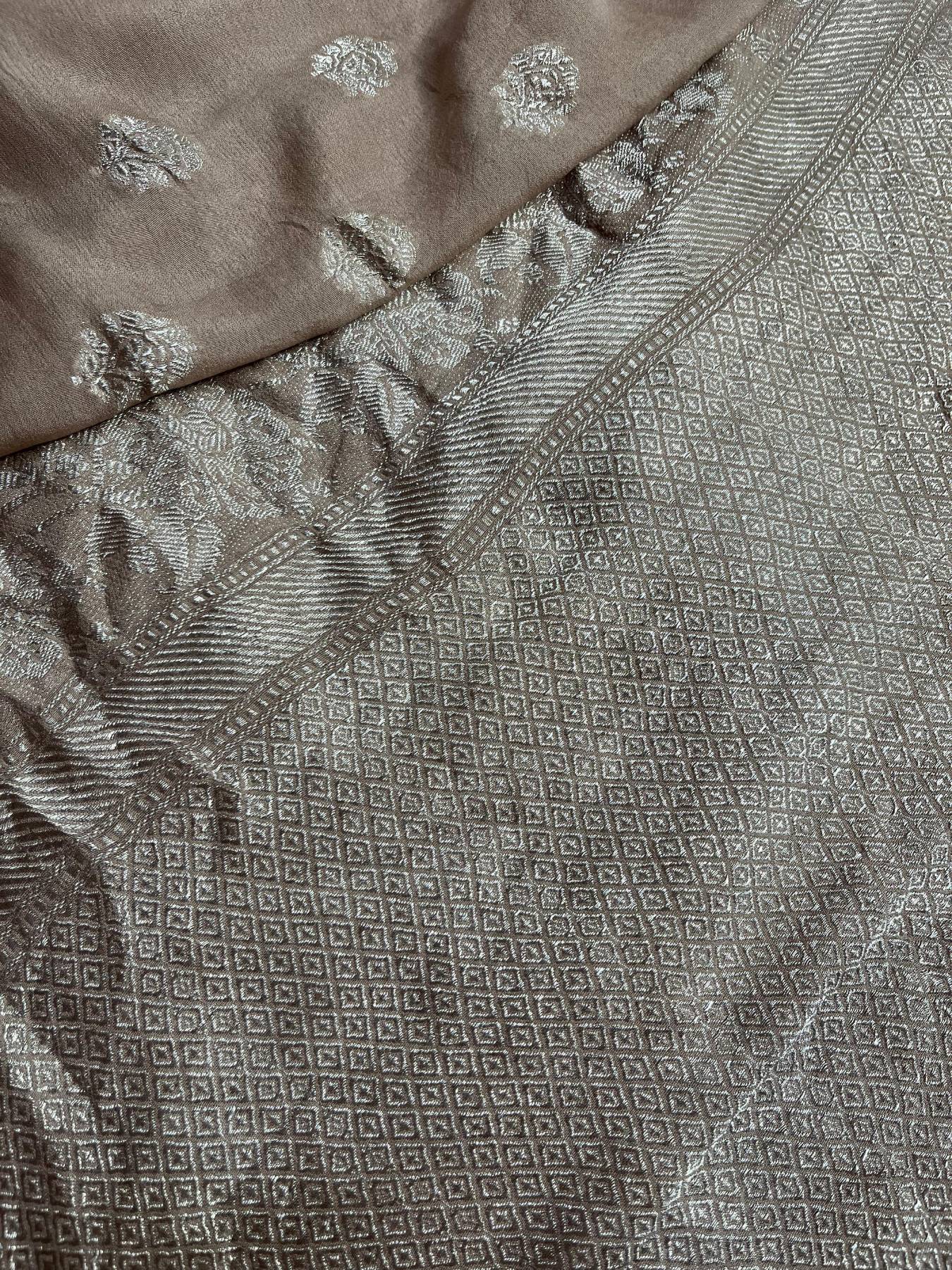 BEIGE CHIFFON PURE HANDLOOM BANARASI SAREE