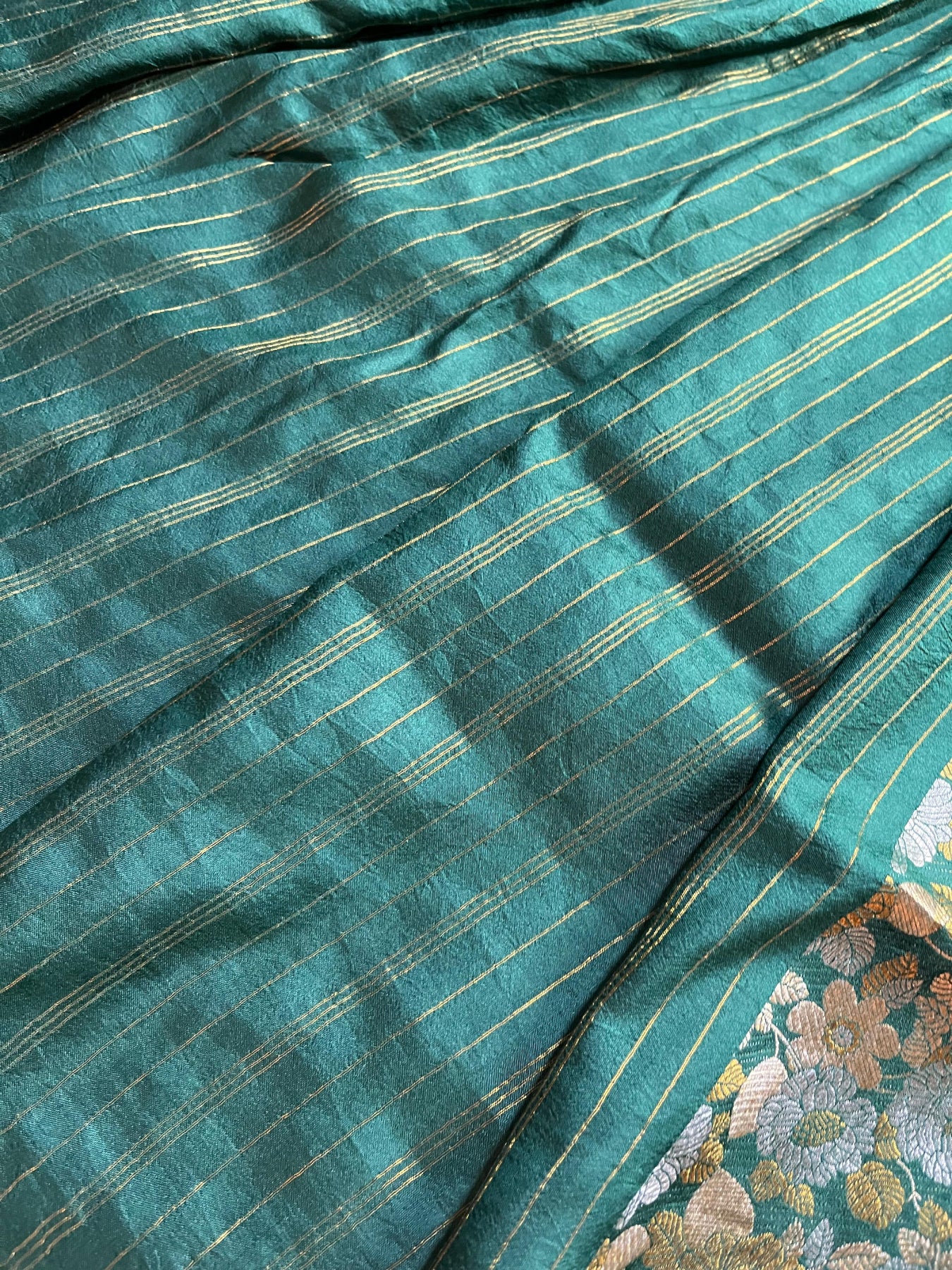 BOTTLE GREEN SILK PURE HANDLOOM BANARASI SAREE