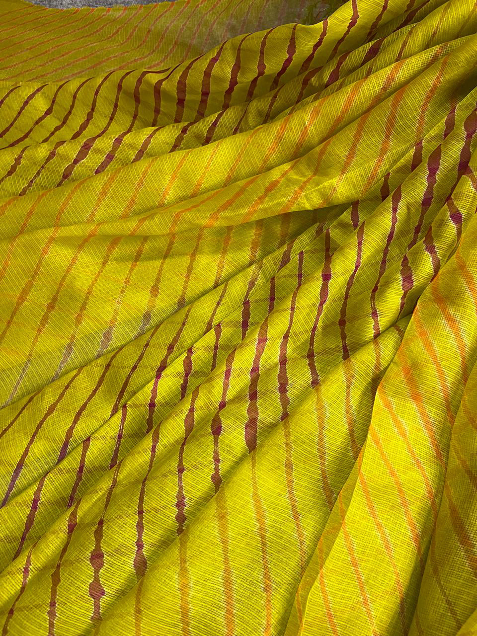 YELLOW KOTA PURE HANDLOOM LEHERIYA SAREE