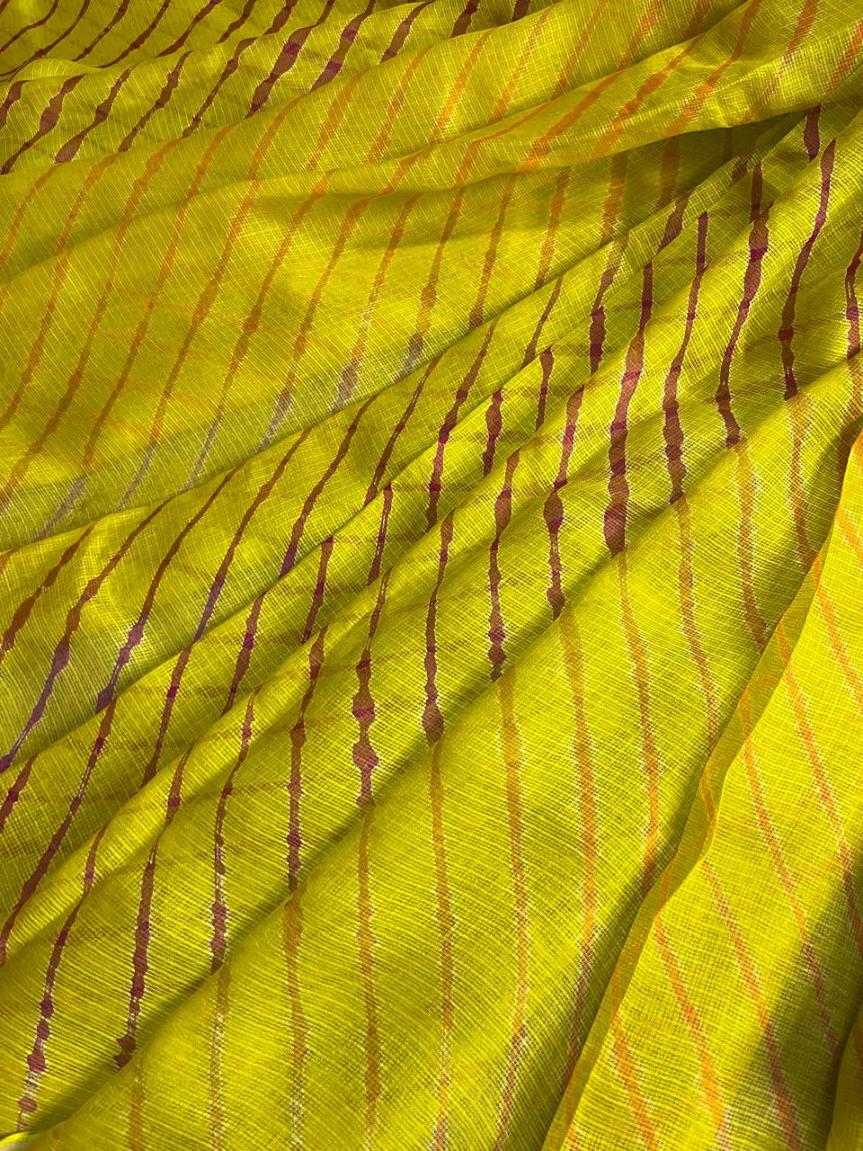 YELLOW KOTA PURE HANDLOOM LEHERIYA SAREE