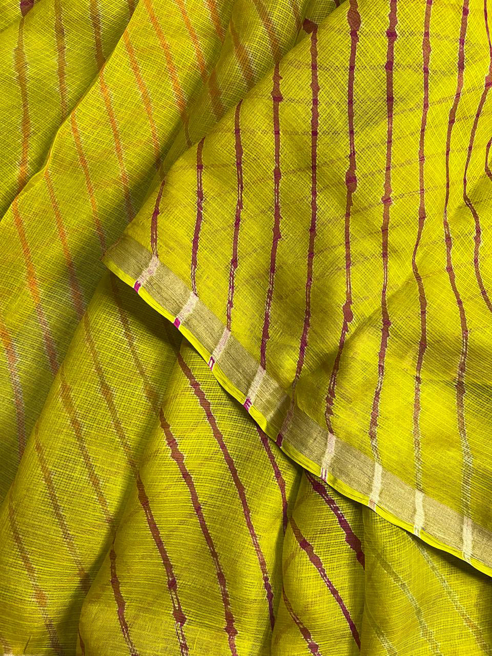 YELLOW KOTA PURE HANDLOOM LEHERIYA SAREE