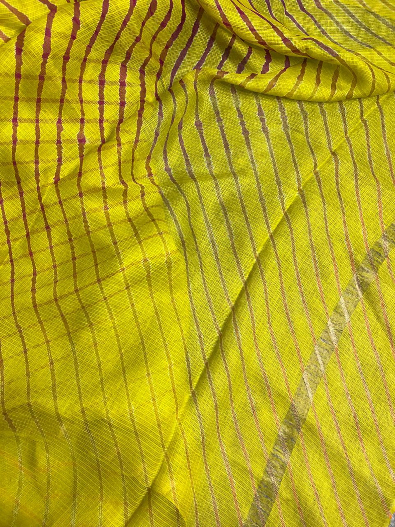 YELLOW KOTA PURE HANDLOOM LEHERIYA SAREE