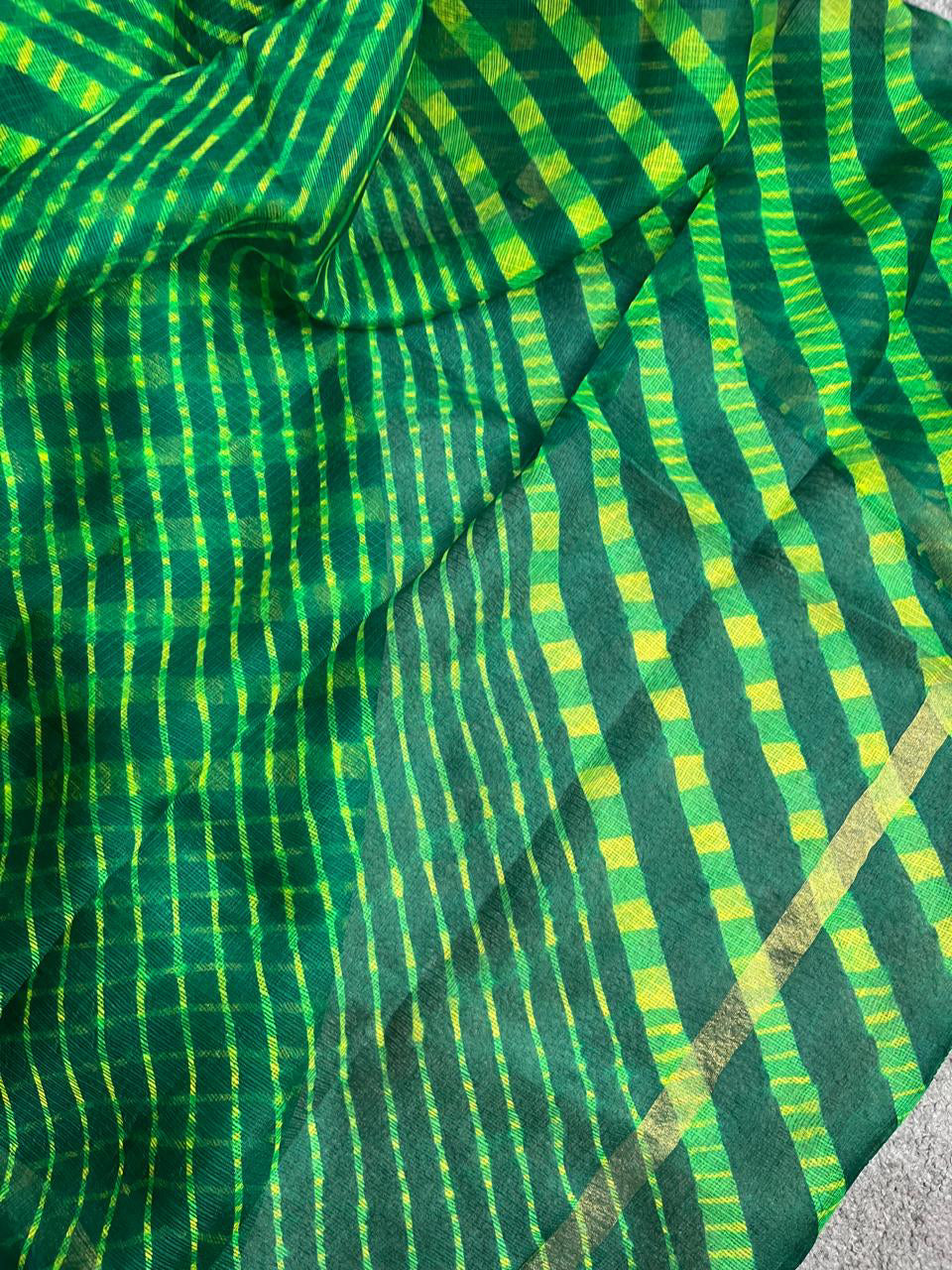 GREEN KOTA PURE HANDLOOM LEHERIYA SAREE