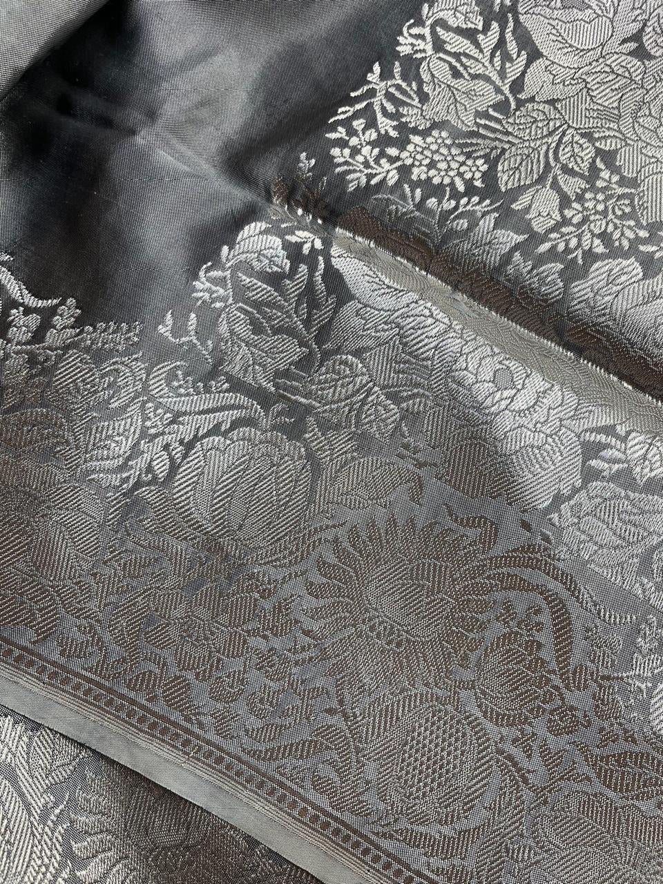 GREY BOTH SIDE SILK PURE HANDLOOM BANARASI SAREE