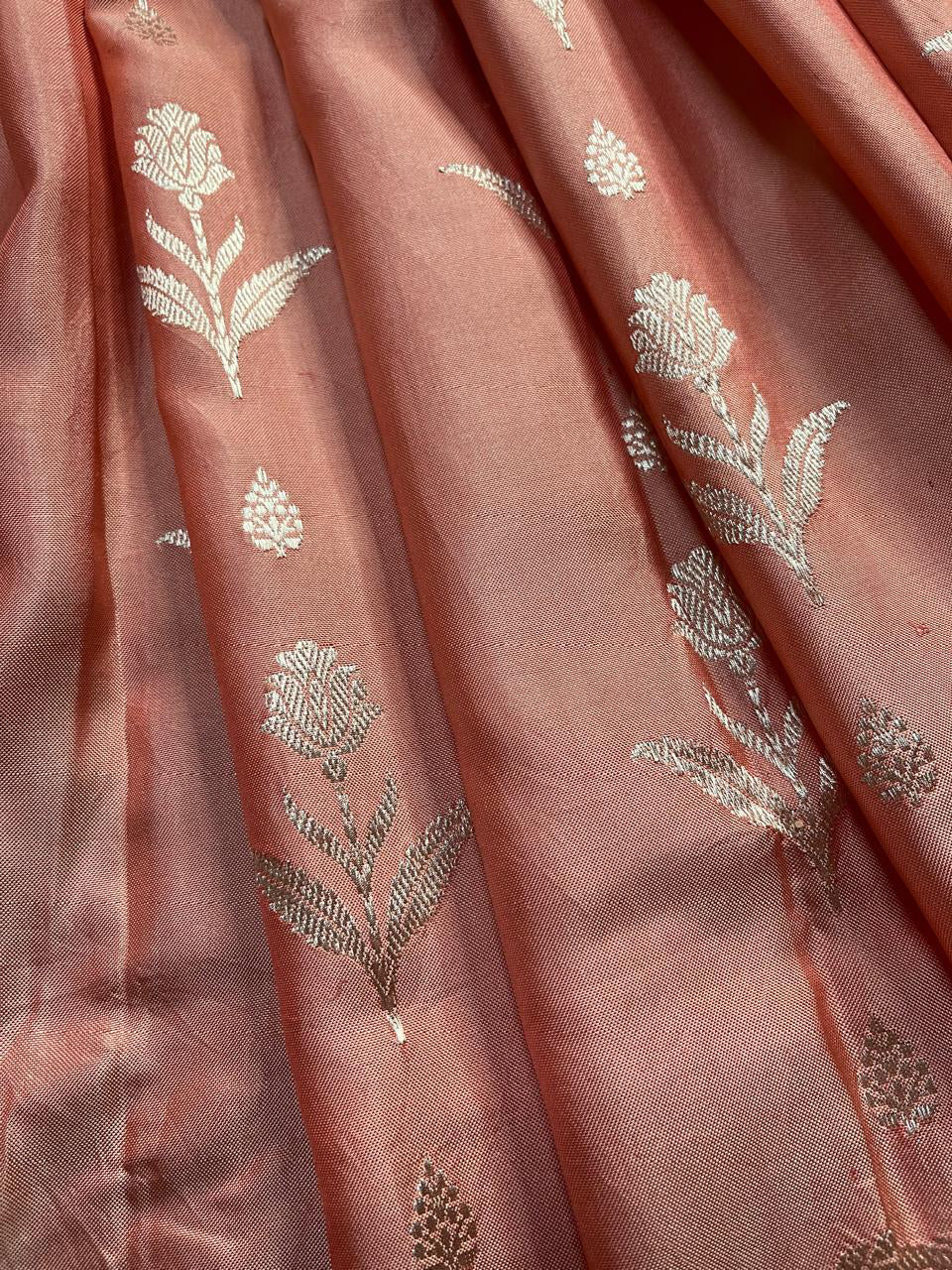 CORAL BOTH SIDE SILK PURE HANDLOOM BANARASI SAREE