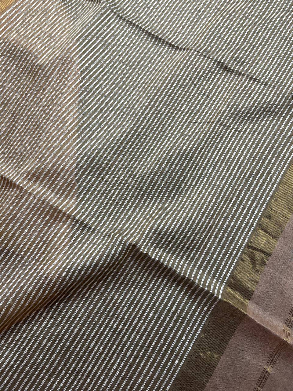 PEACH SICO PURE HANDLOOM MAHESHWARI SAREE