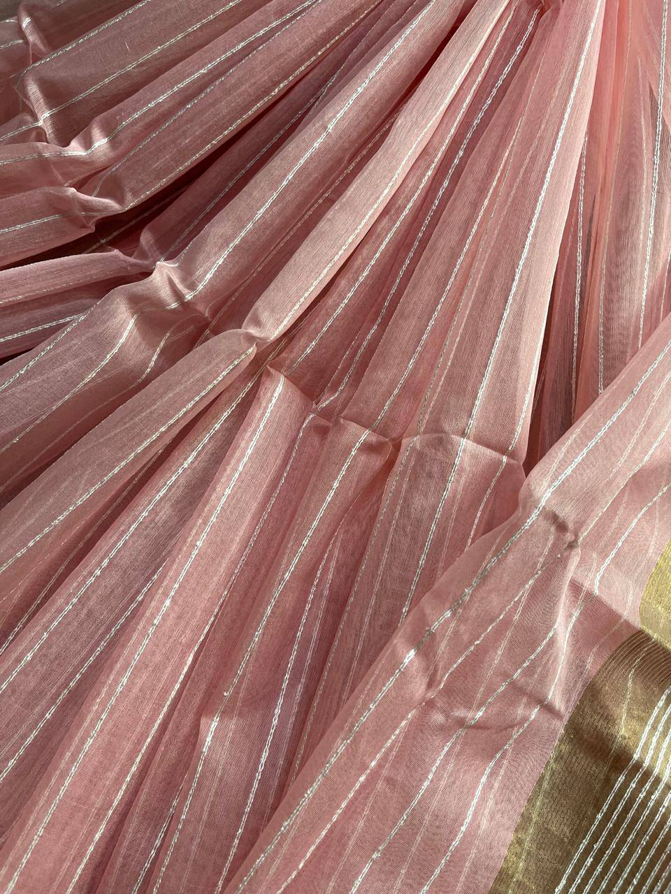 PINK SICO PURE HANDLOOM MAHESHWARI SAREE