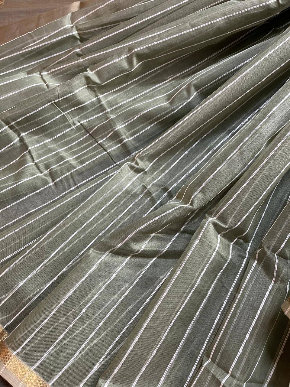 SAGE GREEN SICO PURE HANDLOOM MAHESHWARI SAREE