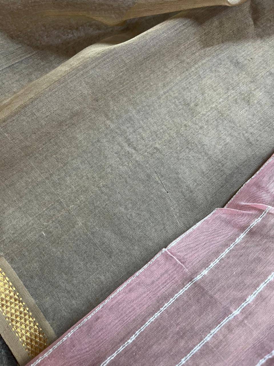 PINK SICO PURE HANDLOOM MAHESHWARI SAREE
