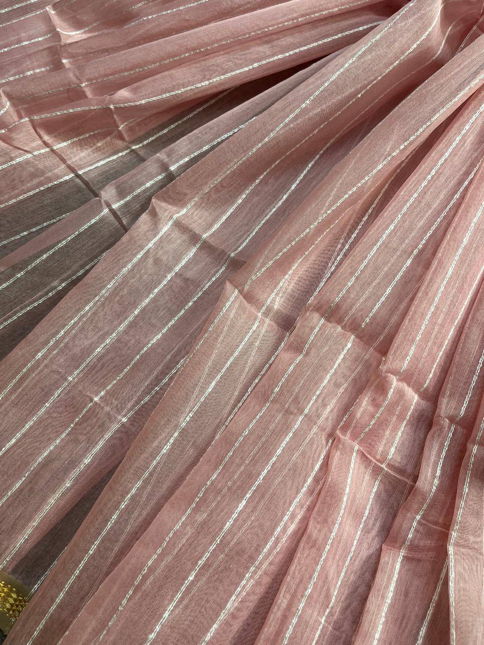 PINK SICO PURE HANDLOOM MAHESHWARI SAREE
