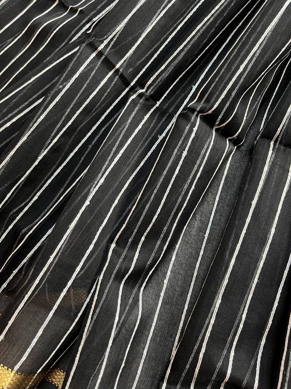 BLACK SICO PURE HANDLOOM MAHESHWARI SAREE