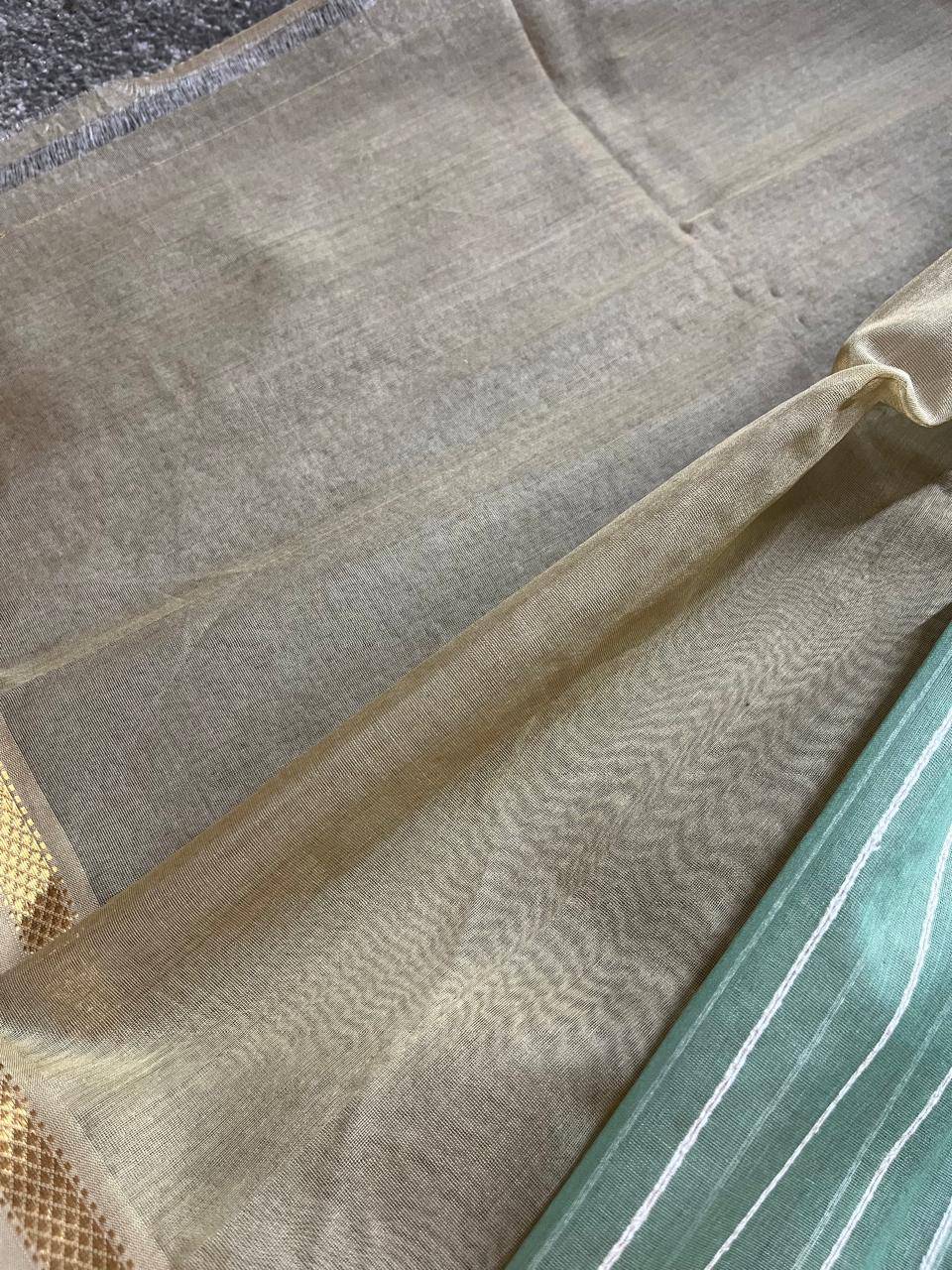 SEA BLUE SICO PURE HANDLOOM MAHESHWARI SAREE