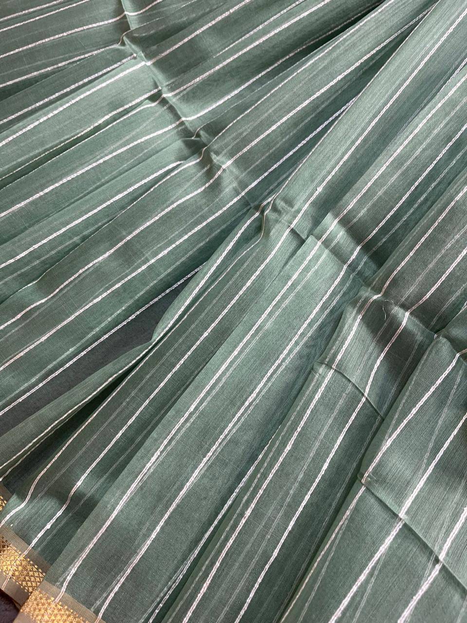 SEA BLUE SICO PURE HANDLOOM MAHESHWARI SAREE