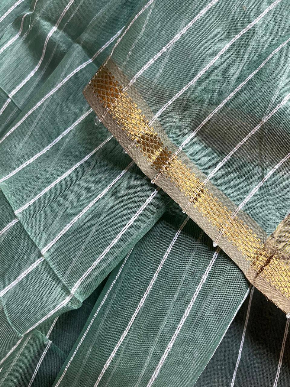 SEA BLUE SICO PURE HANDLOOM MAHESHWARI SAREE