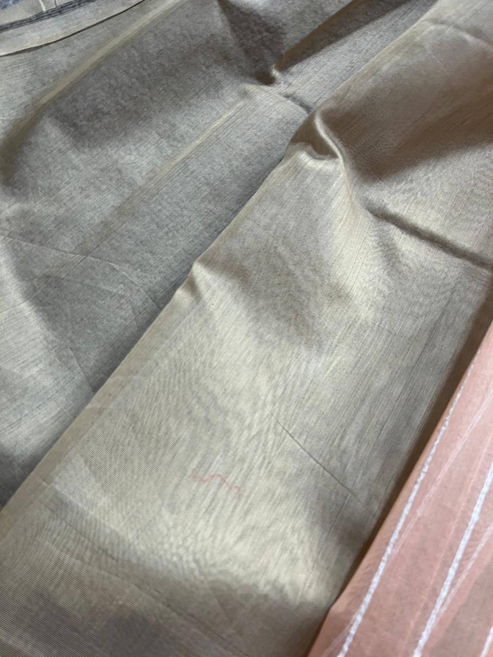 PEACH SICO PURE HANDLOOM MAHESHWARI SAREE