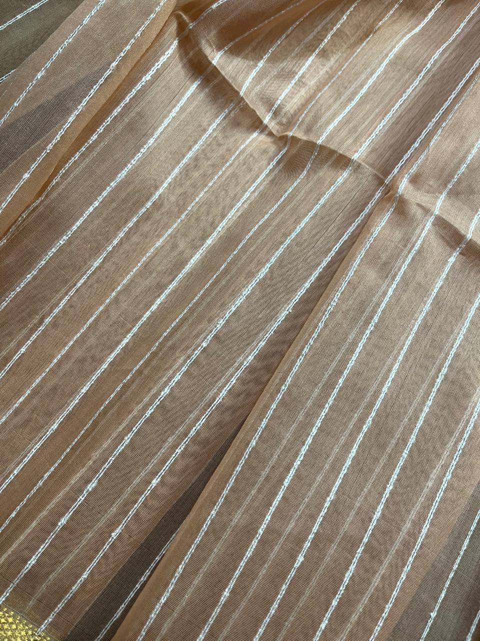 PEACH SICO PURE HANDLOOM MAHESHWARI SAREE