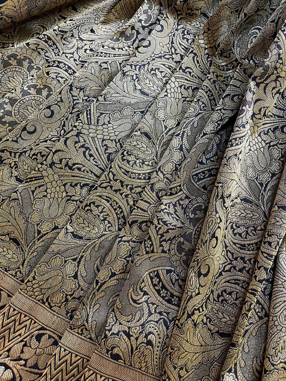 BLACK GOLD TISSUE SILK PURE HANDLOOM BANARASI SAREE