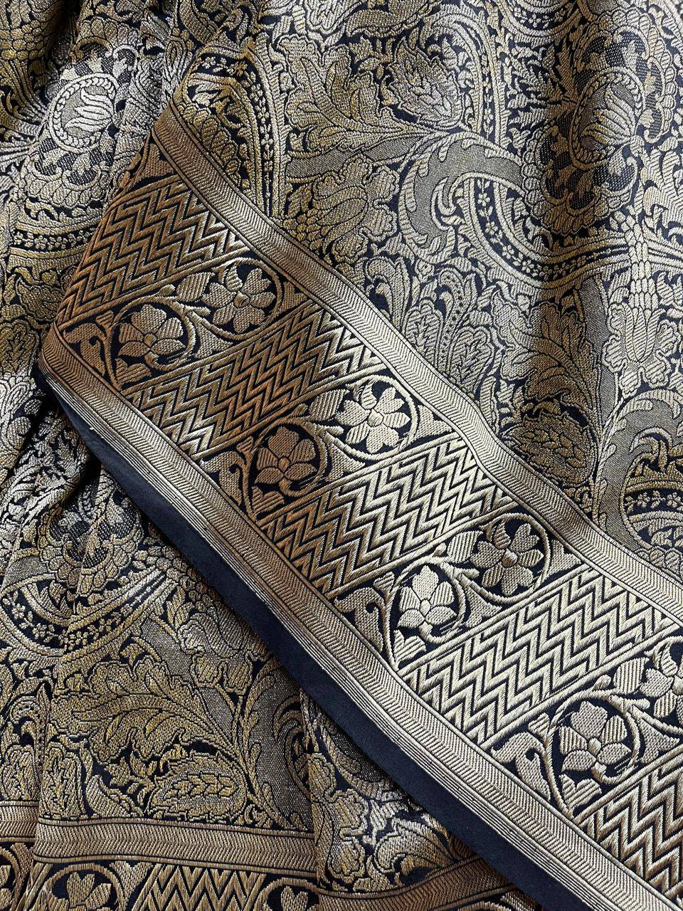 BLACK GOLD TISSUE SILK PURE HANDLOOM BANARASI SAREE