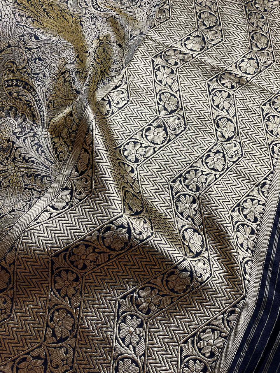 BLACK GOLD TISSUE SILK PURE HANDLOOM BANARASI SAREE