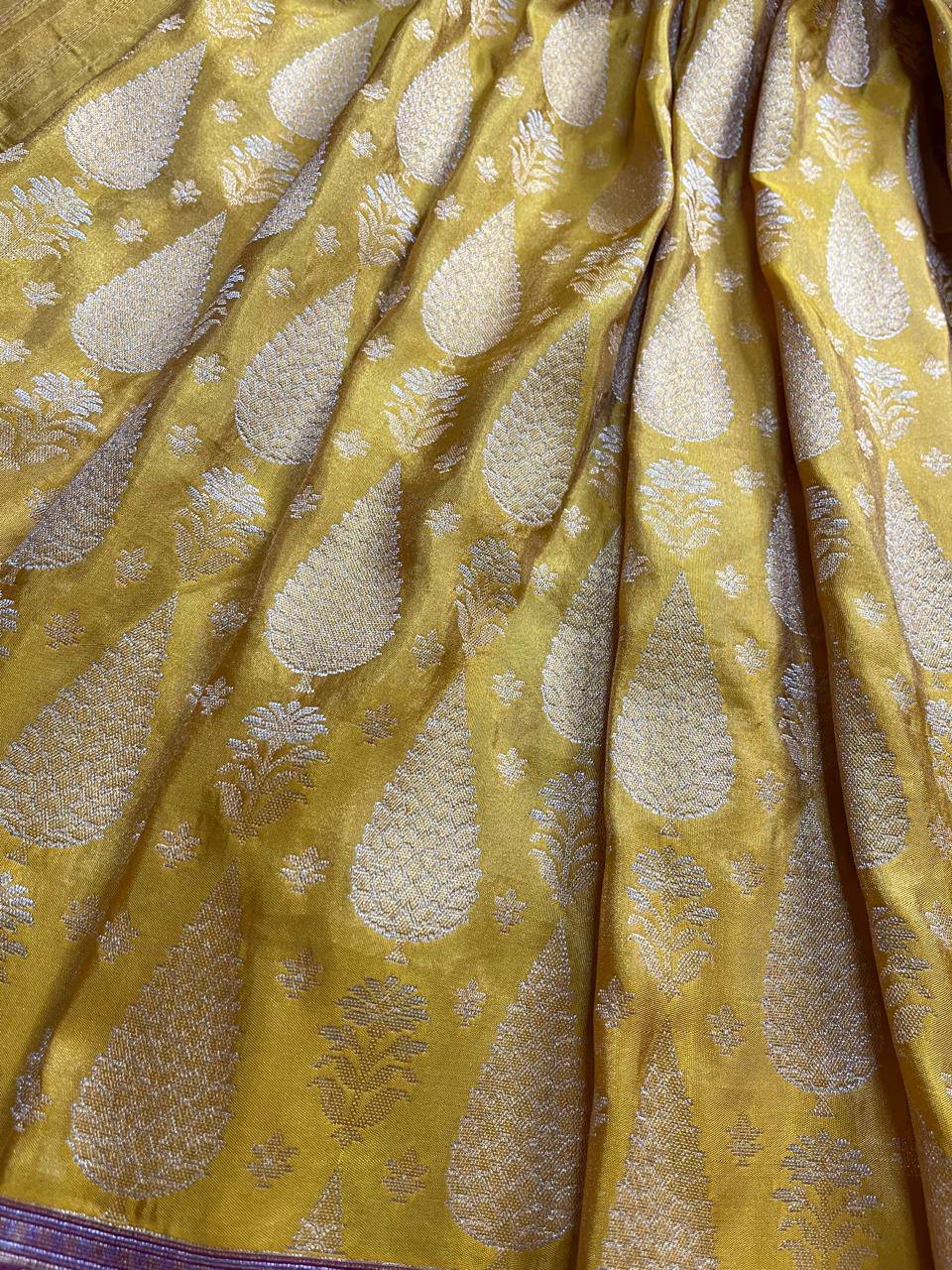 YELLOW TISSUE SILK PURE HANDLOOM BANARASI SAREE